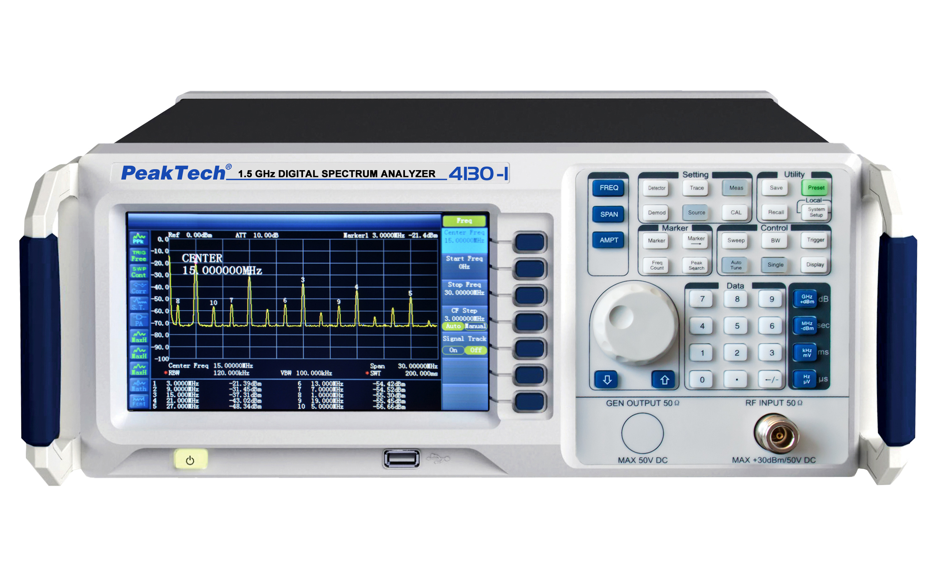 «PeakTech® P 4130-1»  Analizador de Espectro Digital 9 kHz ~ 1,5 GHz