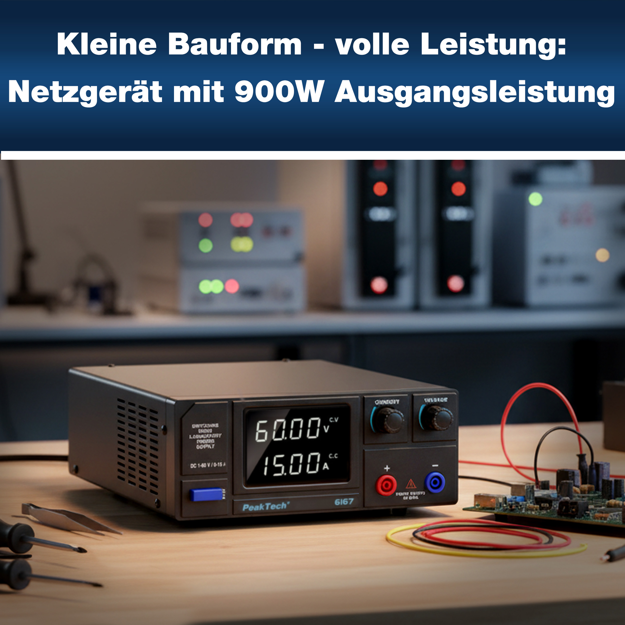 «PeakTech® P 6167» DC Schaltnetzgerät  1 - 60V / 0-15A