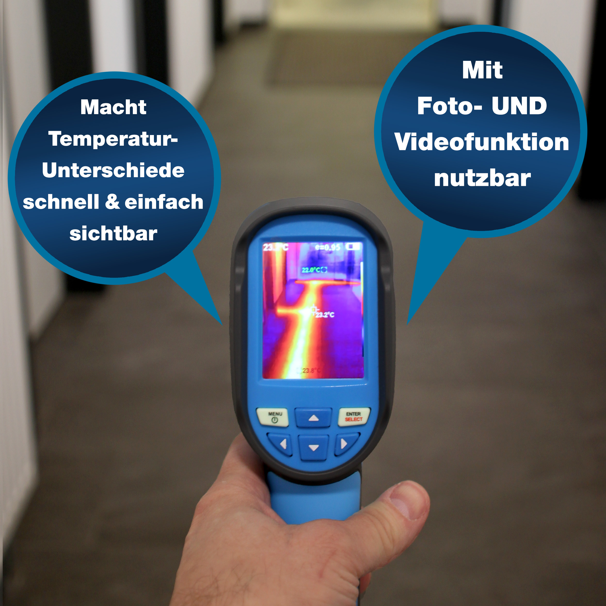 «PeakTech® P 5605 A» Caméra thermique 120 x 90 px. -20°C ... +550°C avec photos et vidéo