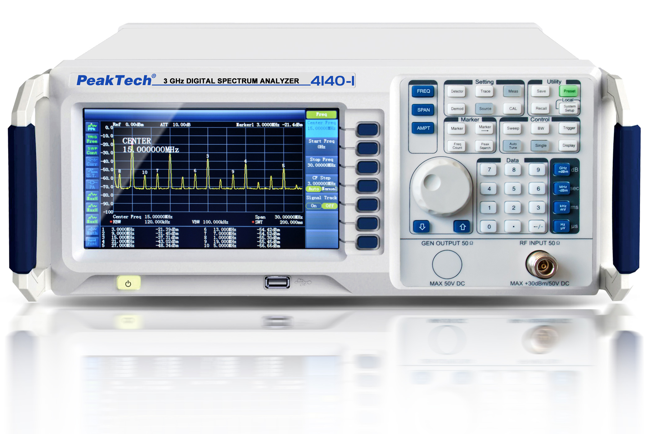 «PeakTech® P 4140-1» 3 GHz Spectrum Analyzer ~ mit TFT-Anzeige, LAN / USB