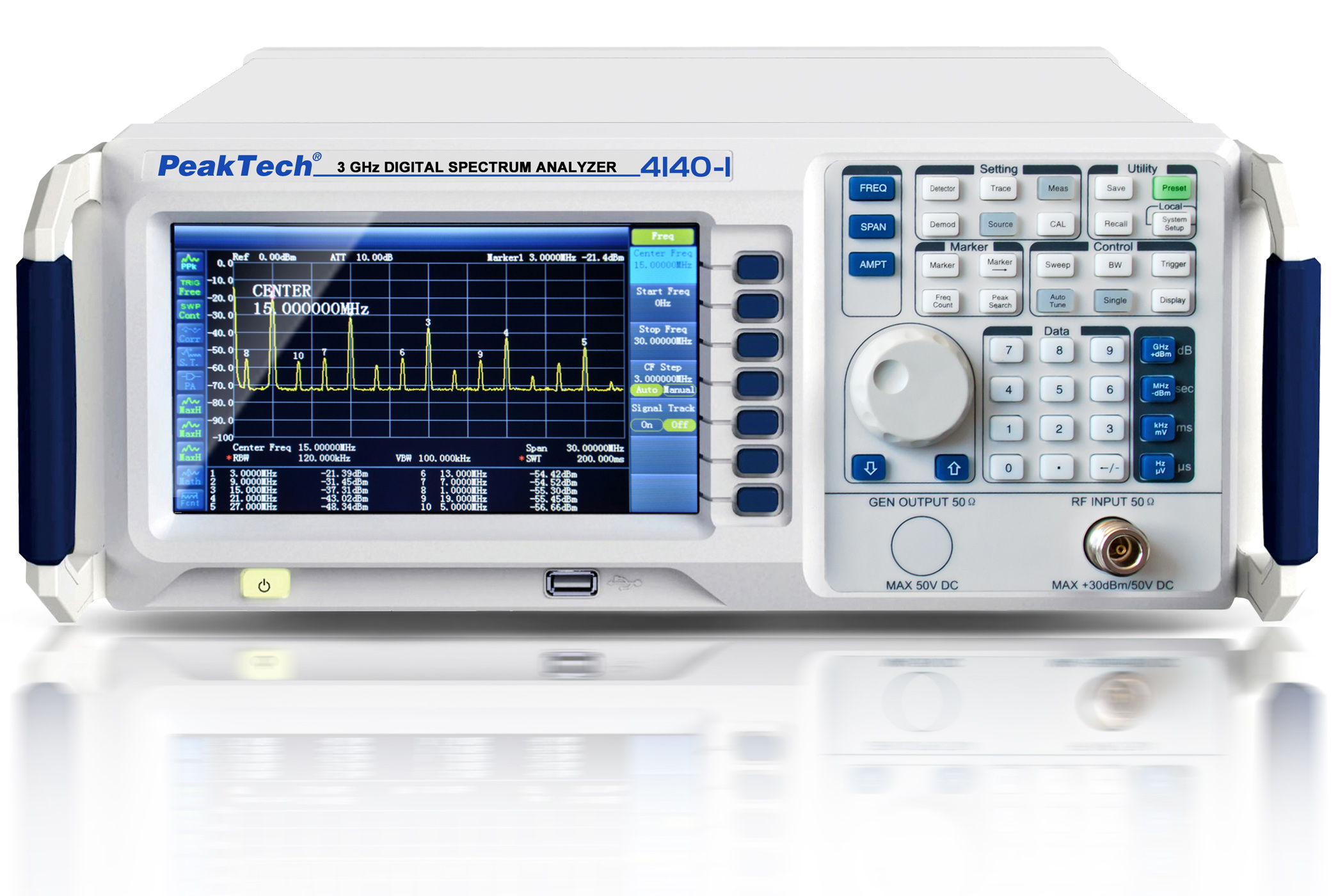 «PeakTech® P 4140-1» Analizador de Espectro Digital 9 kHz ~ 3,0 GHz"