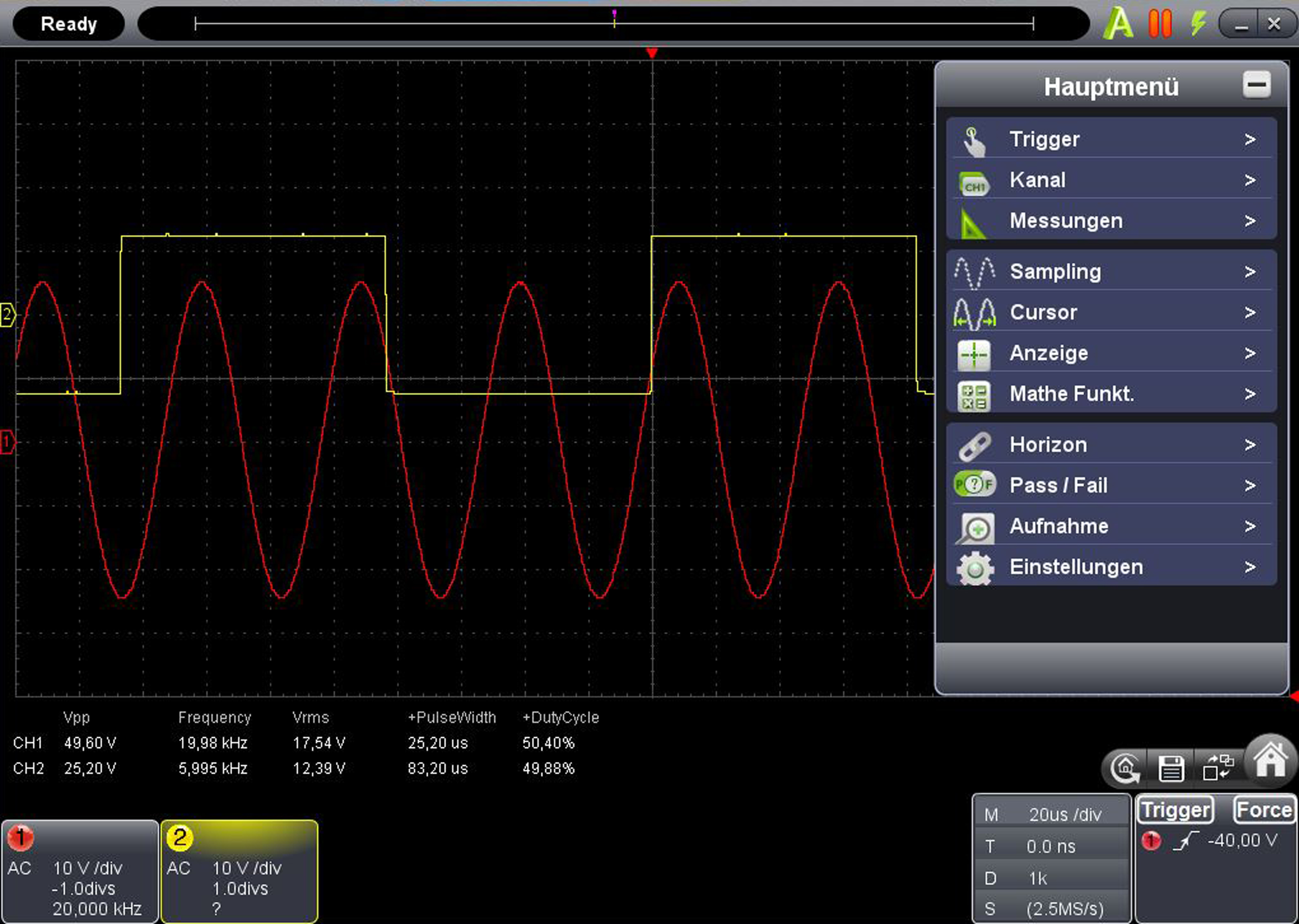 «PeakTech® P 1290» 20 MHz / 1 CH, 100 MS/s PC oscilloscope with USB
