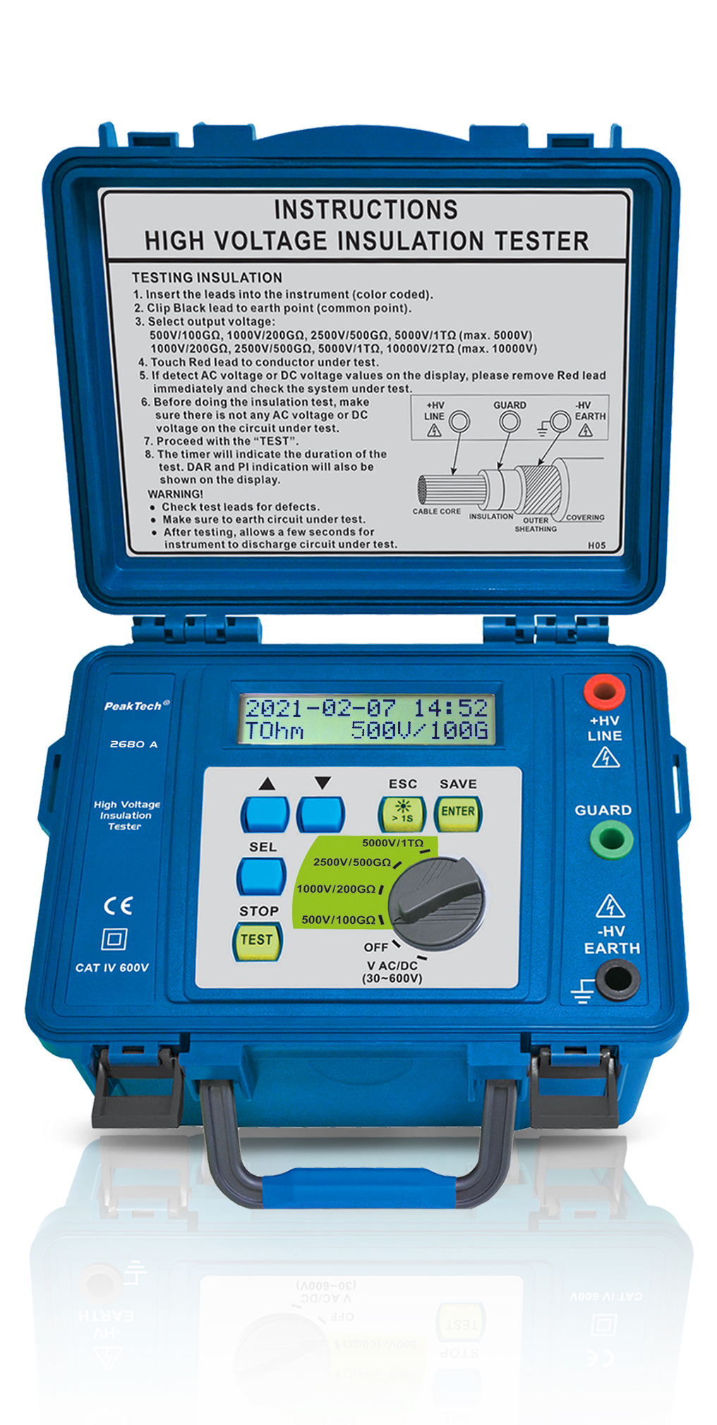 «PeakTech® P 2680 A» Urządzenie do pomiaru izolacji 500 V ... 5 kV/1TΩ