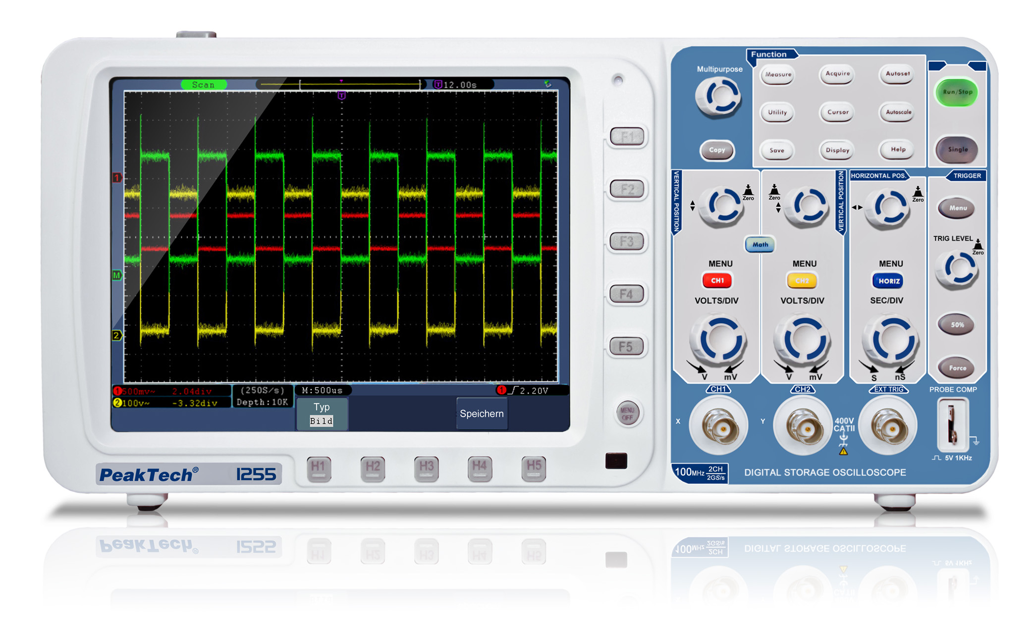 «PeakTech® P 1255» 100 MHz / 2 CH, 2 GS/s Digitalspeicheroszilloskop