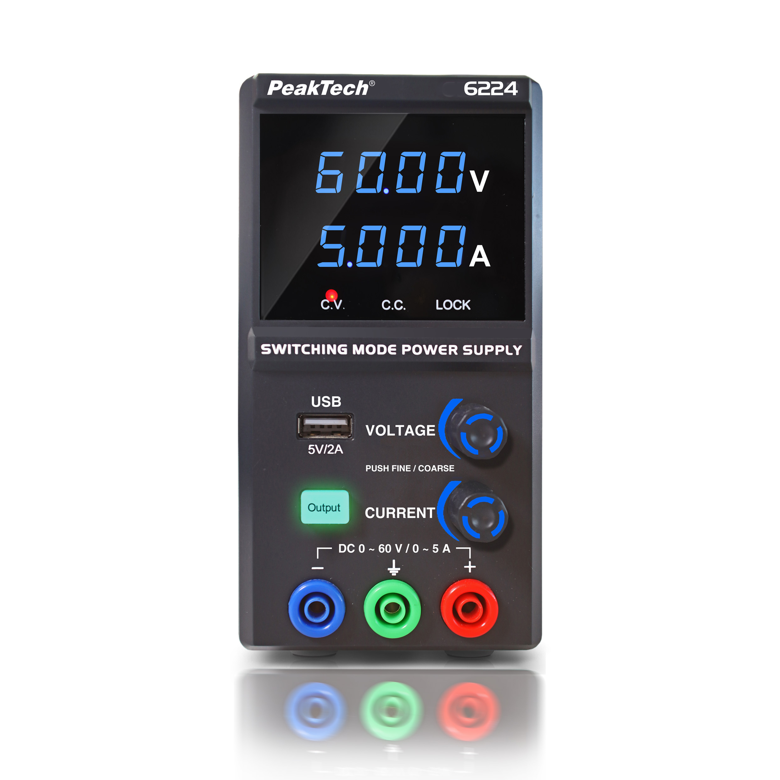 «PeakTech® P 6224» Alimentation à découpage CC 0 - 60 V / 0 - 5 A