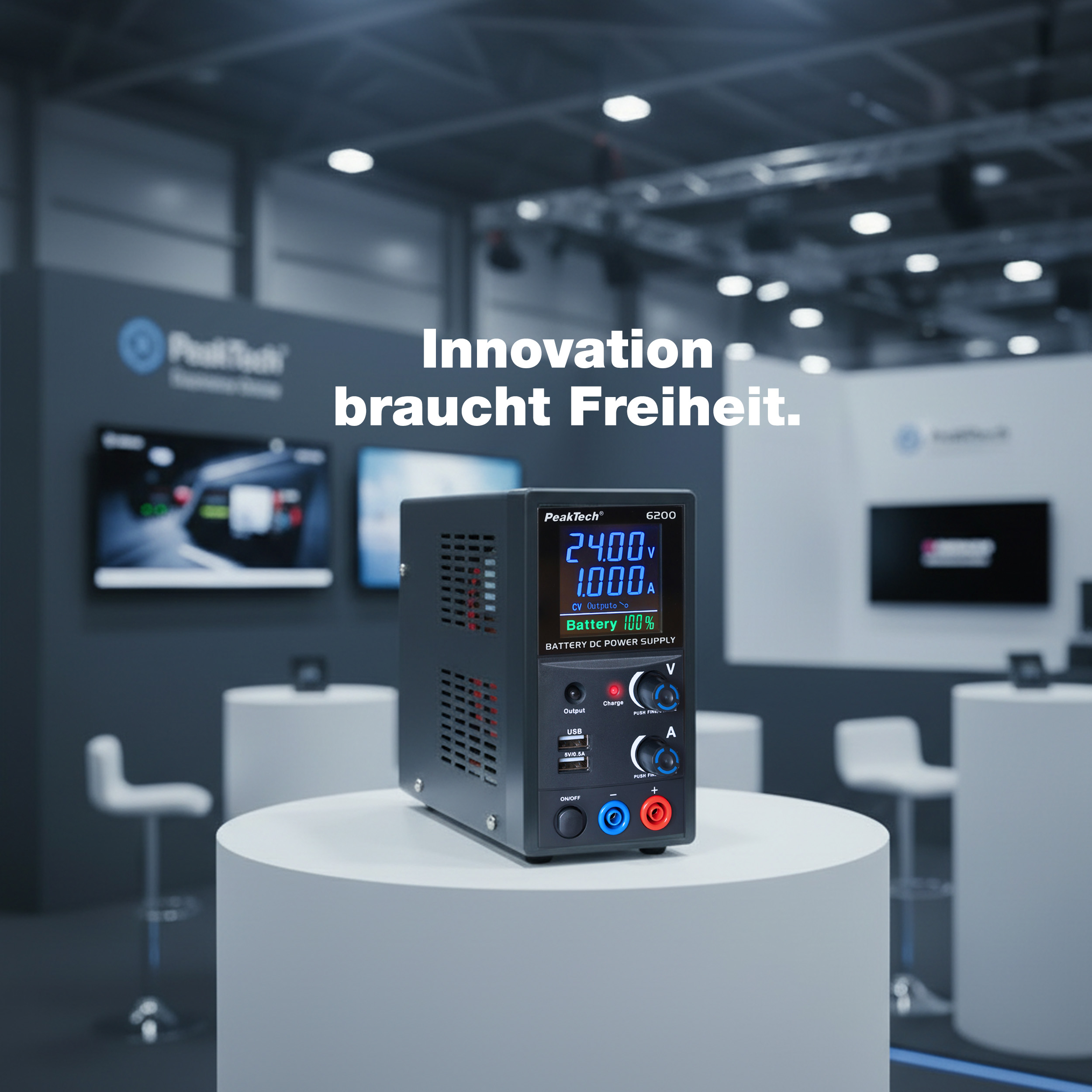 «PeakTech® P 6200» Akku-Labornetzgerät 0...24V / 0...1A DC