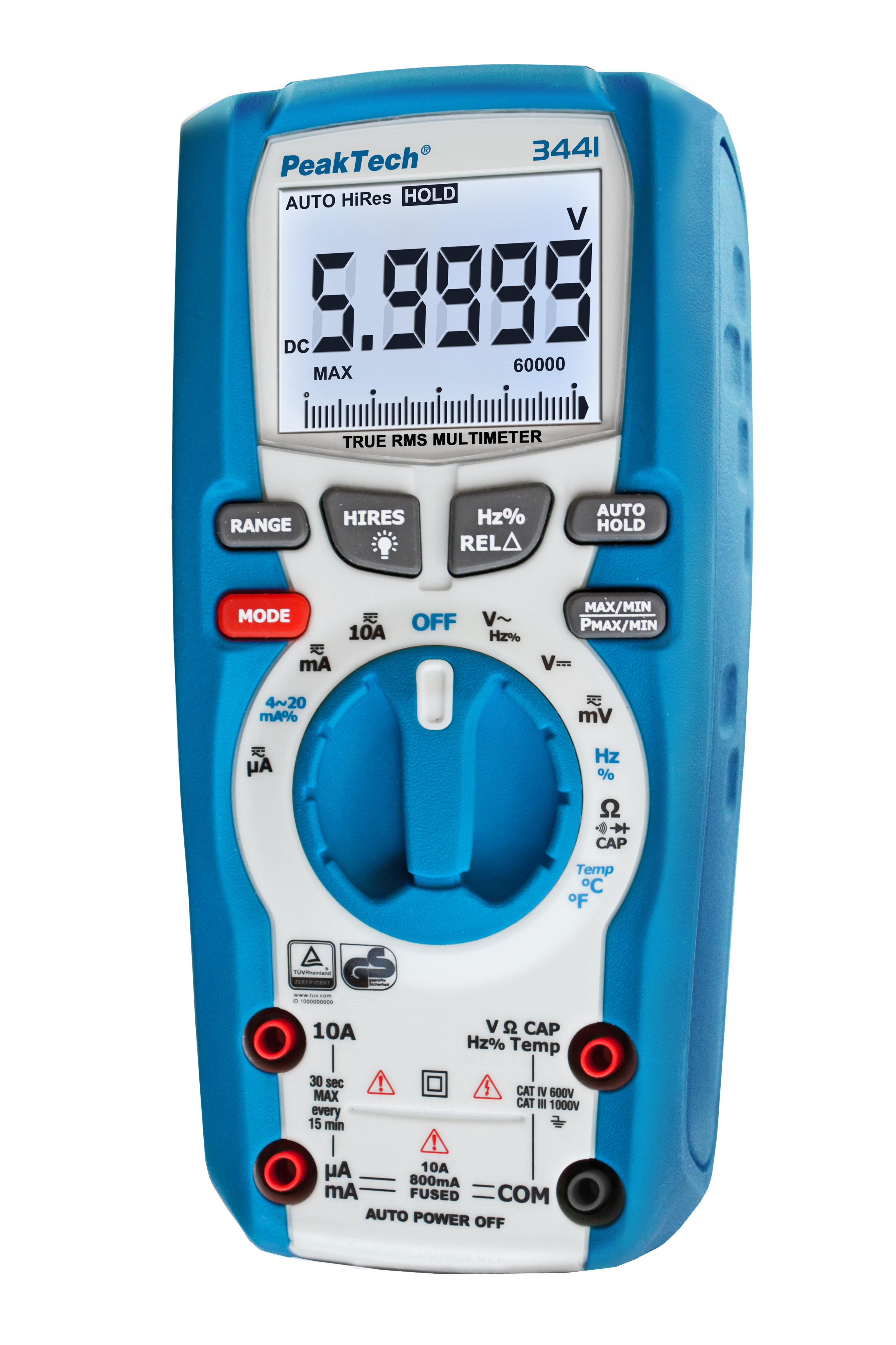 «PeakTech® P 3441» TrueRMS digital multimeter ~ 60.000 Counts ~ 1000V AC/DC,  IP67