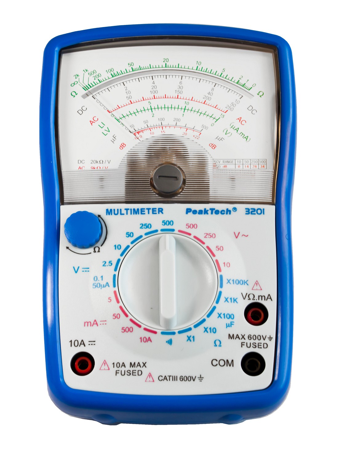 «PeakTech® P 3201» Multimetr analogowy, 500 V AC/DC, 10 A DC