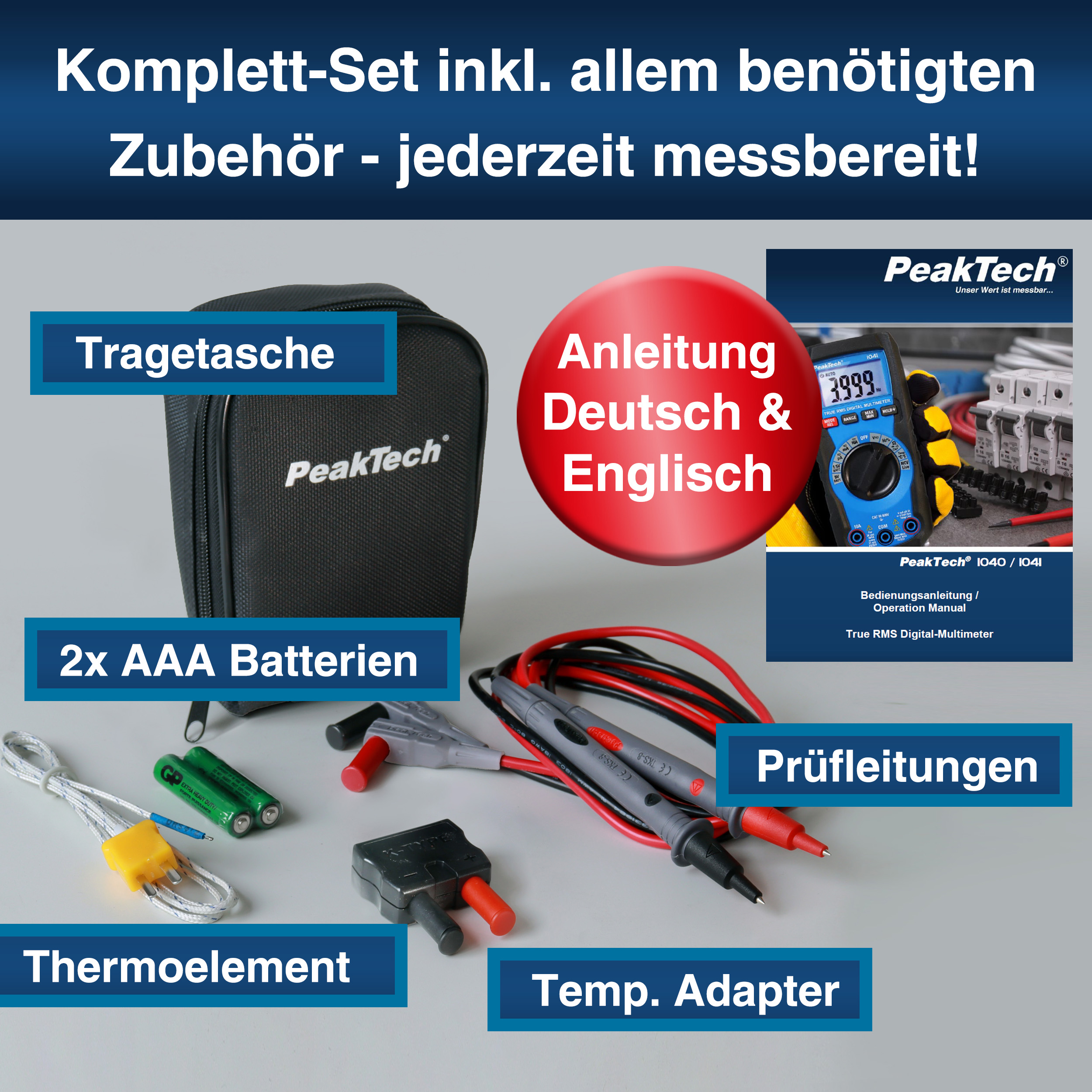 «PeakTech® P 1041» Multimètre TrueRMS 4000 compteur gamme automatique