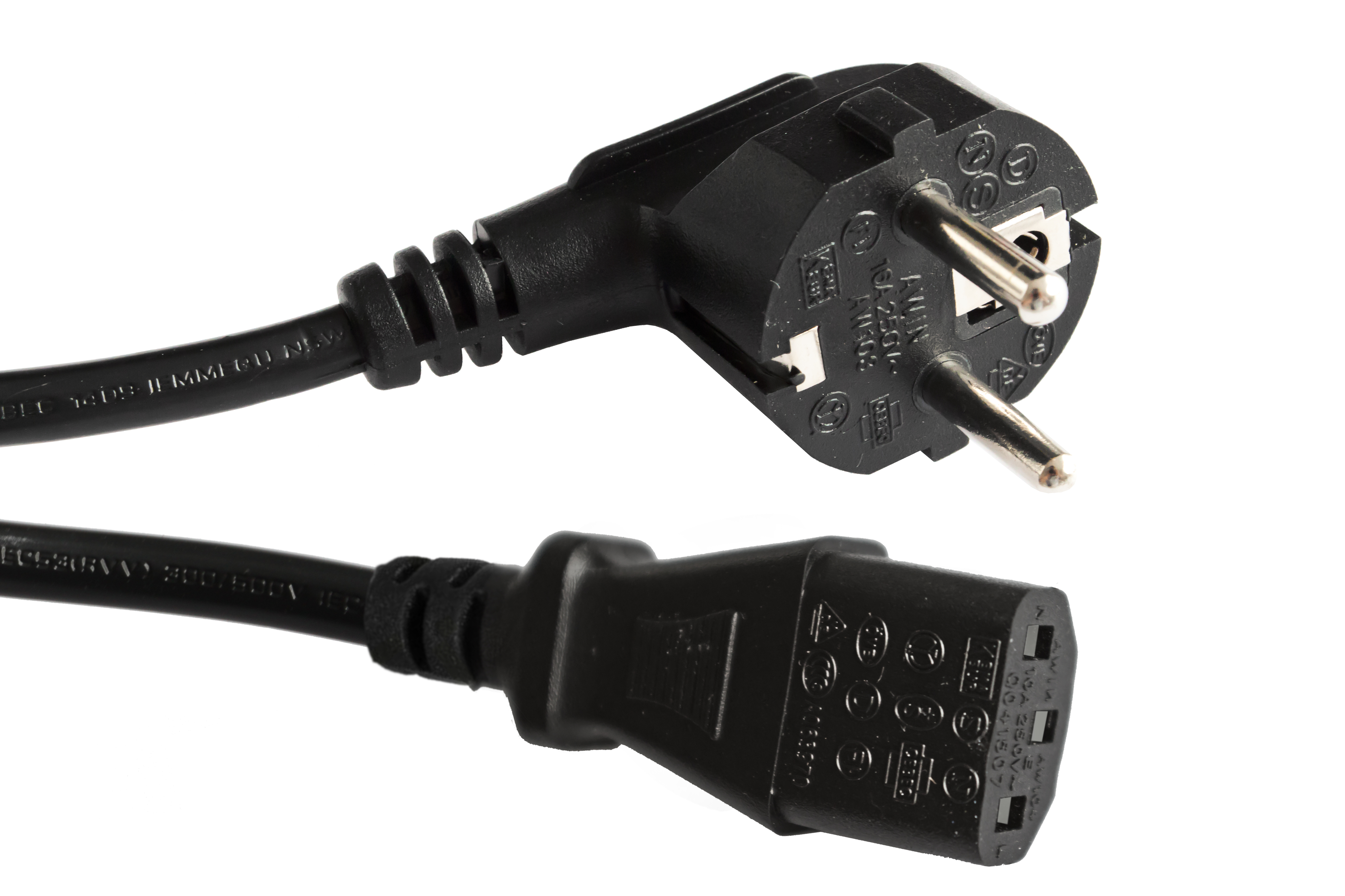 «PeakTech® NK / EU-ST» IEC connection cable Length: 1.5m black 10-16 A / 250 V