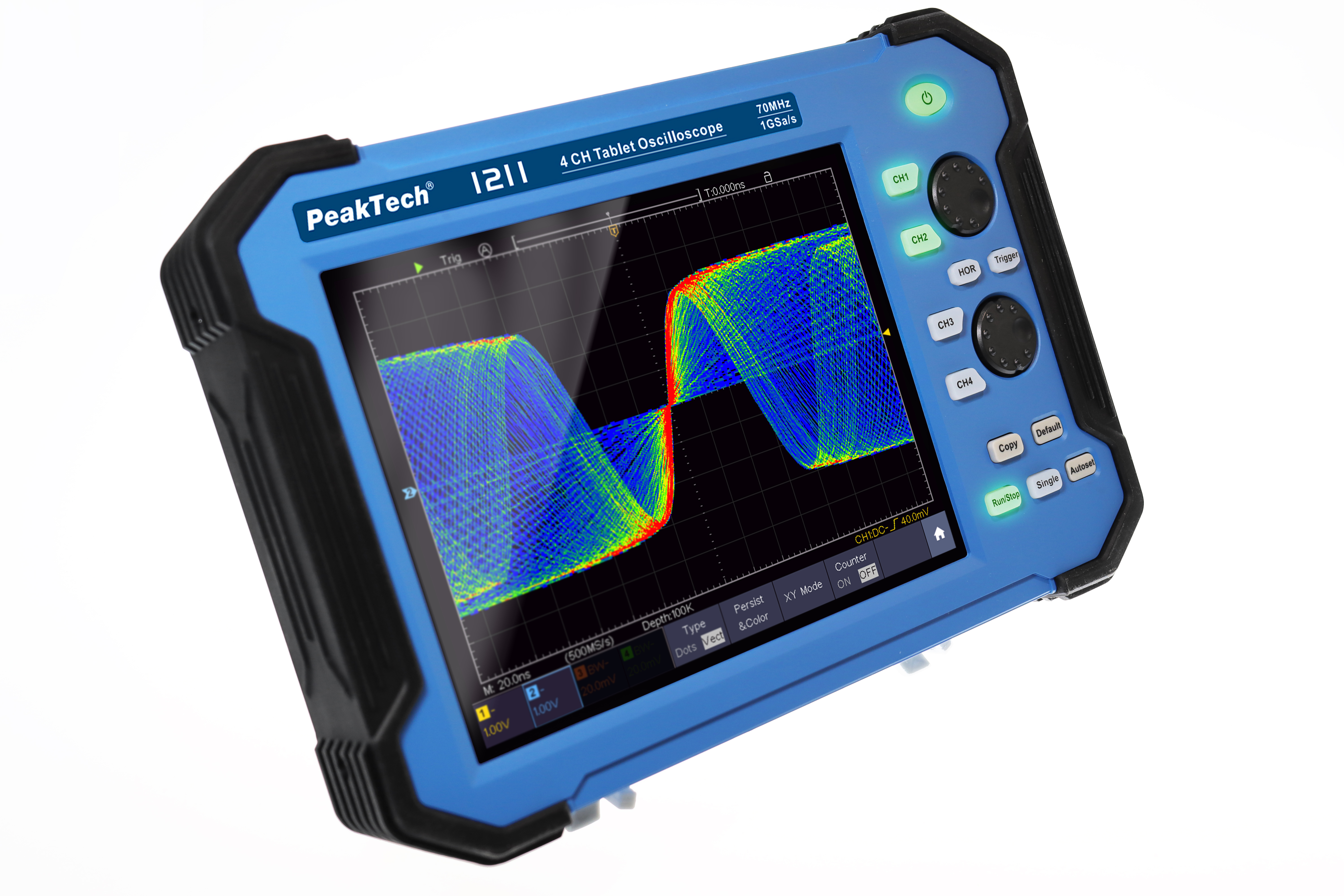 «PeakTech® P 1211» 70 MHz / 4 CH, 1 GS/s oscilloscopio a tavoletta