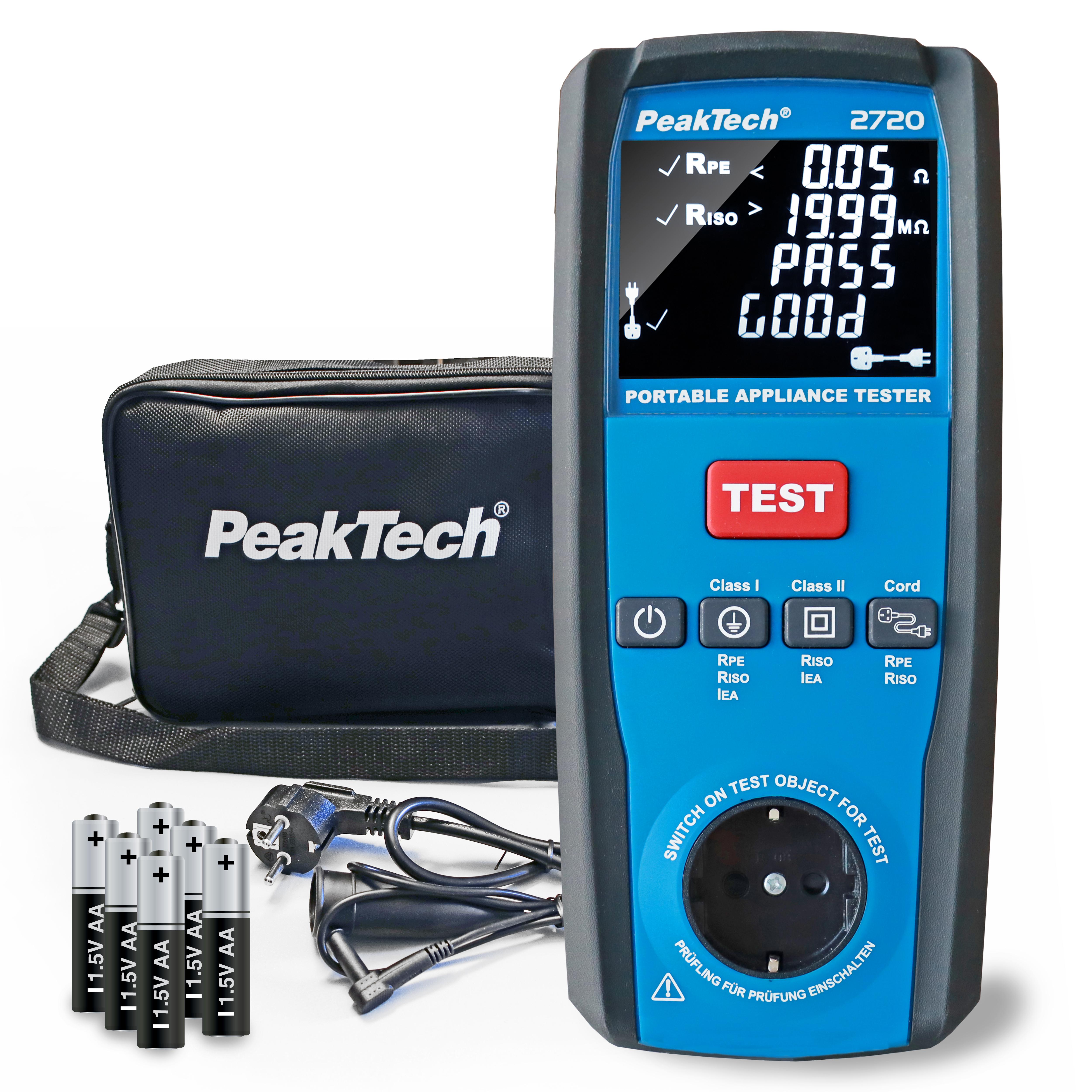 «PeakTech® P 2720» PAT-Tester für ortsveränderliche Geräte 