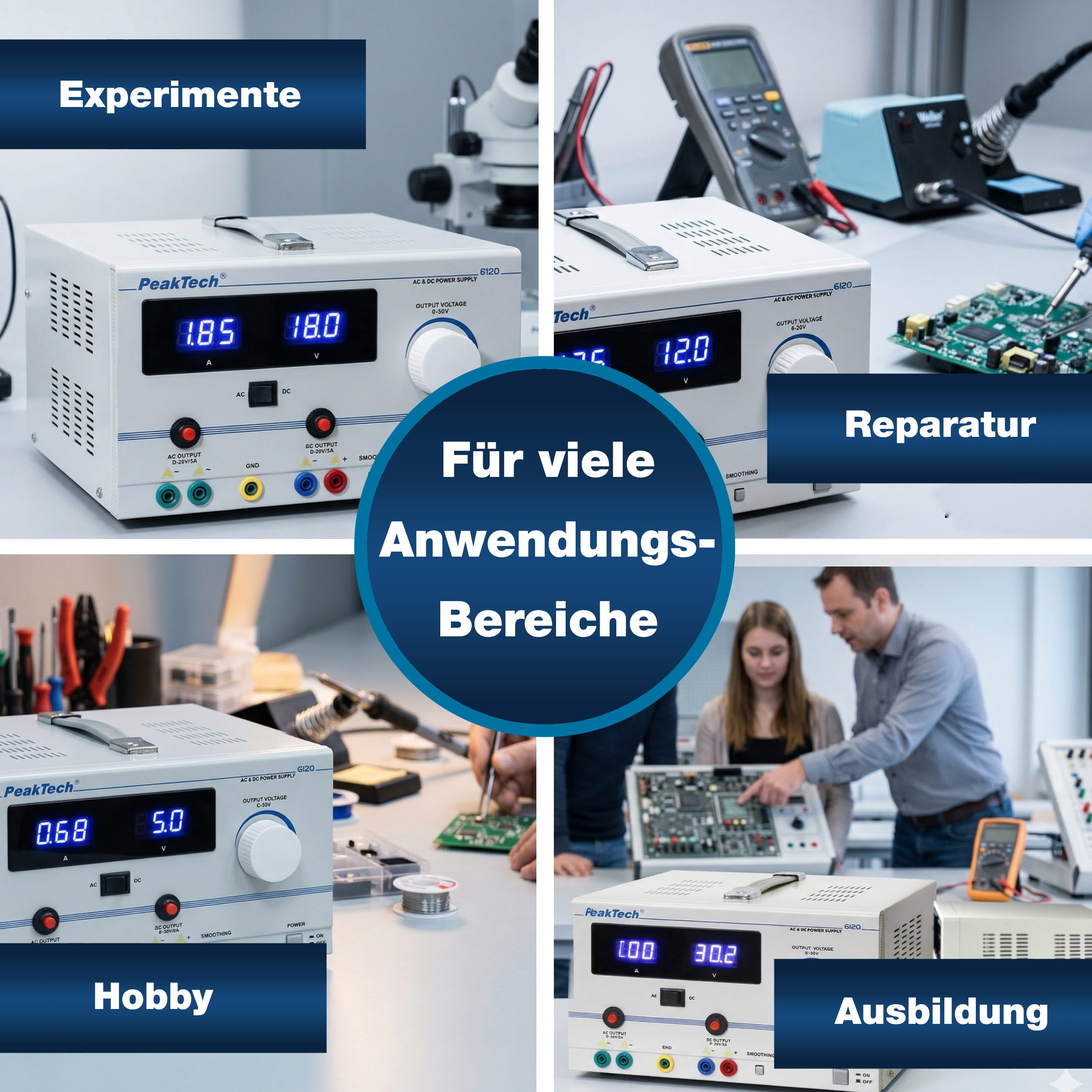«PeakTech® P 6120» AC/DC Laboratory Power Supply 0 - 30 V/5 A