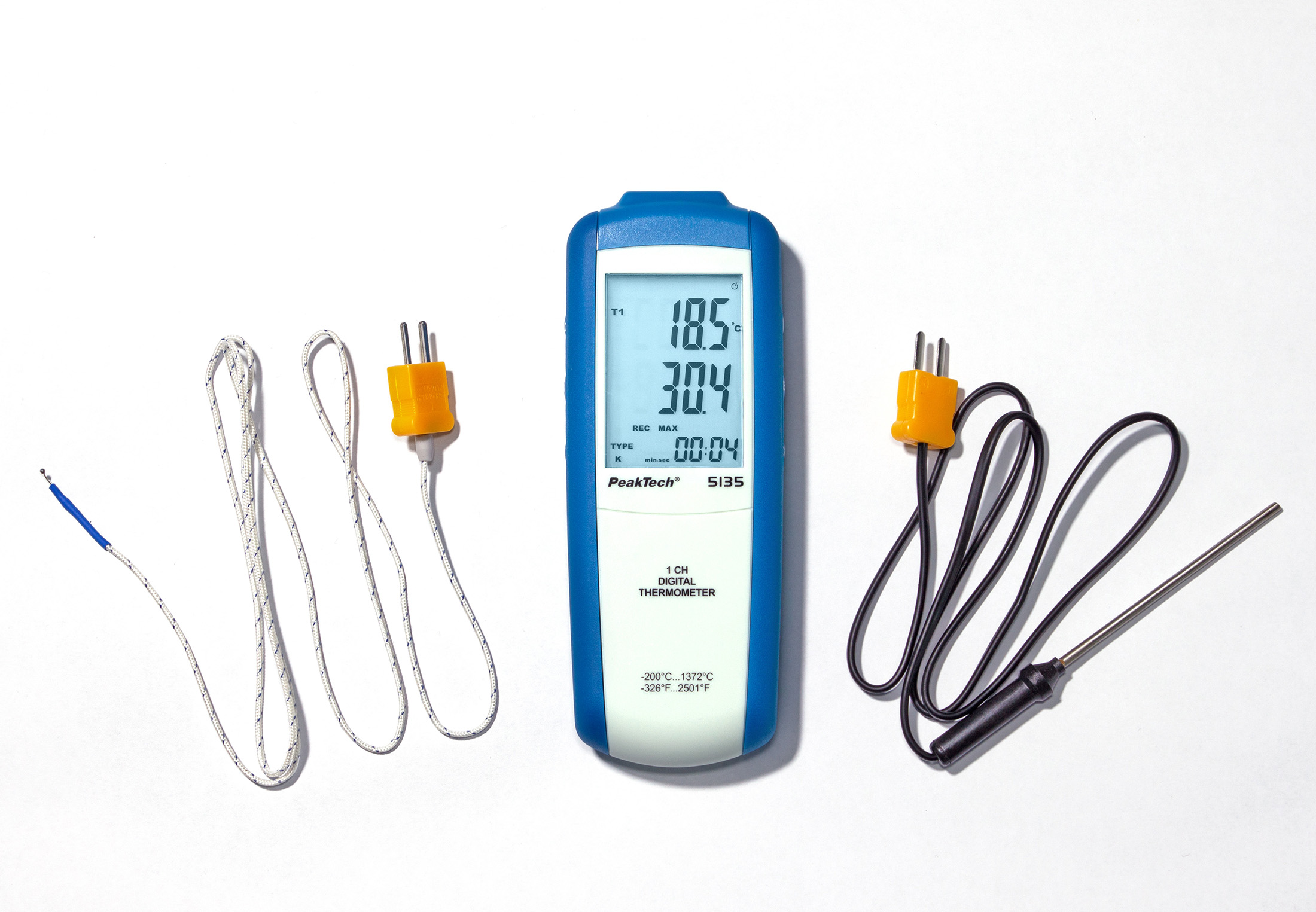 «PeakTech® P 5135» Digital-Thermometer, 1-Kanal, -200...+1372°C