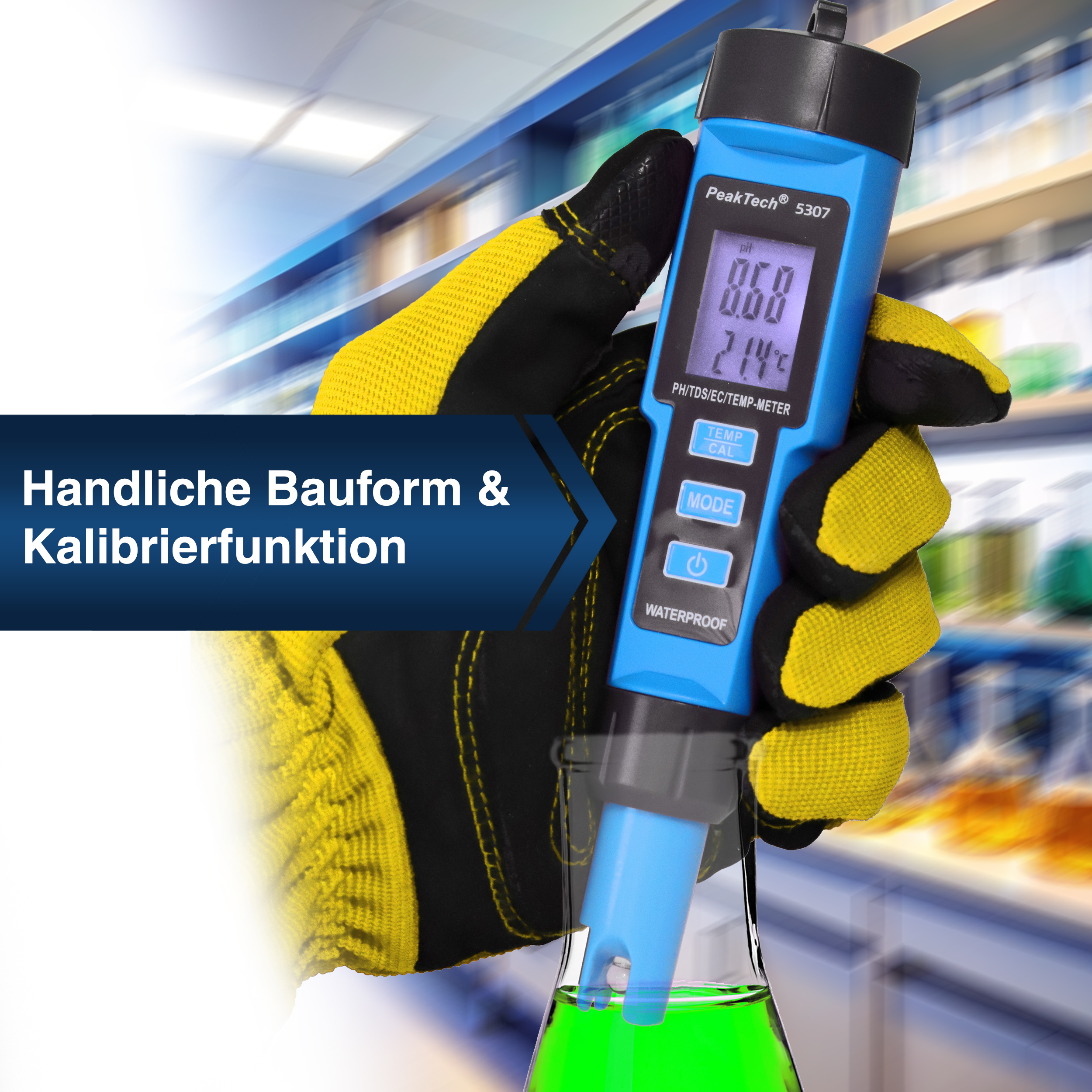 «PeakTech® P 5305 A» 2 in 1 PH-Meter for PH/TEMP