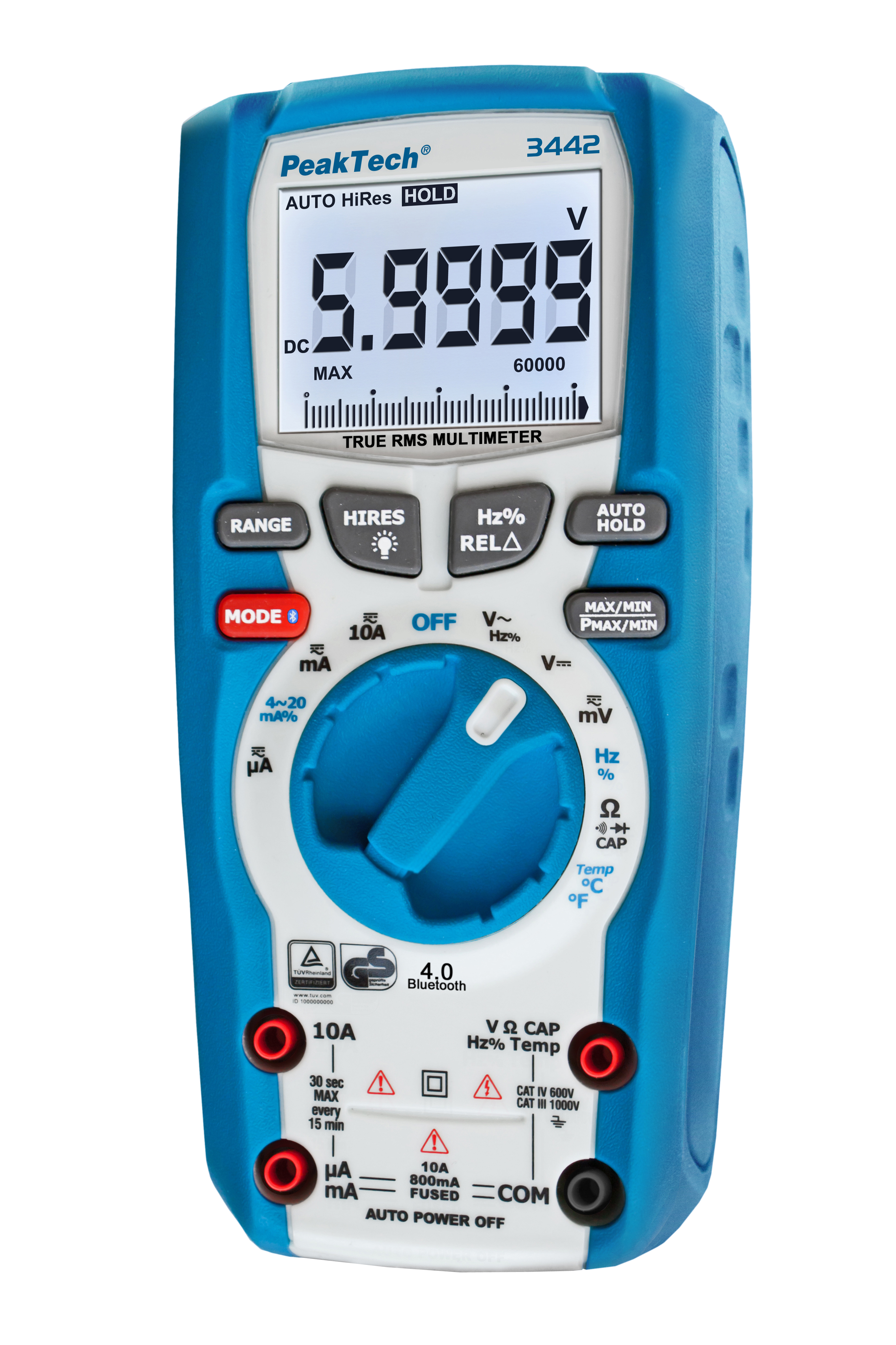 «PeakTech® P 3442» Multímetro Digital TrueRMS ~ 60.000 Counts ~ 1000V AC/DC, Bluetooth