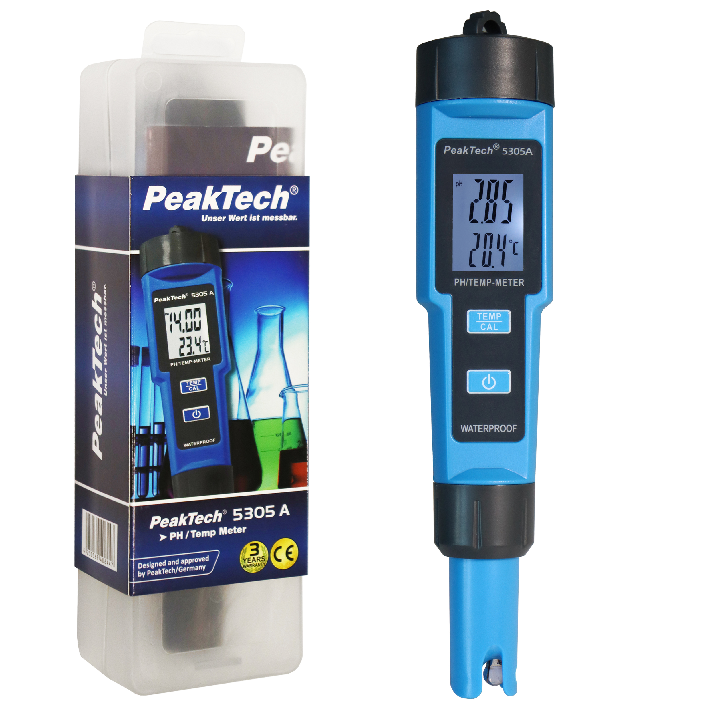 «PeakTech® P 5305 A» 2 in 1 PH-Meter for PH/TEMP