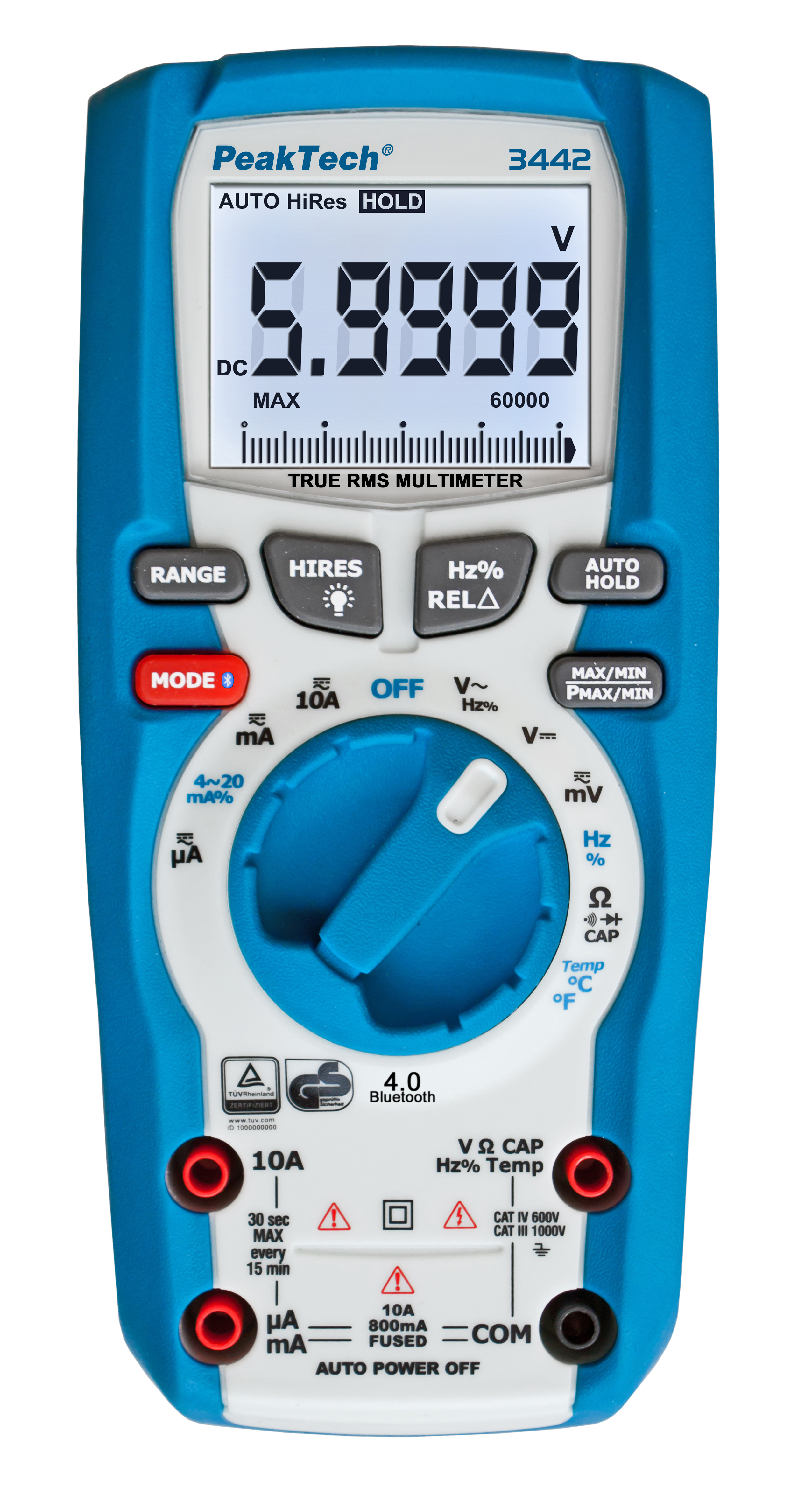 «PeakTech® P 3442» TrueRMS Digitalmultimeter 60.000 Counts, BT