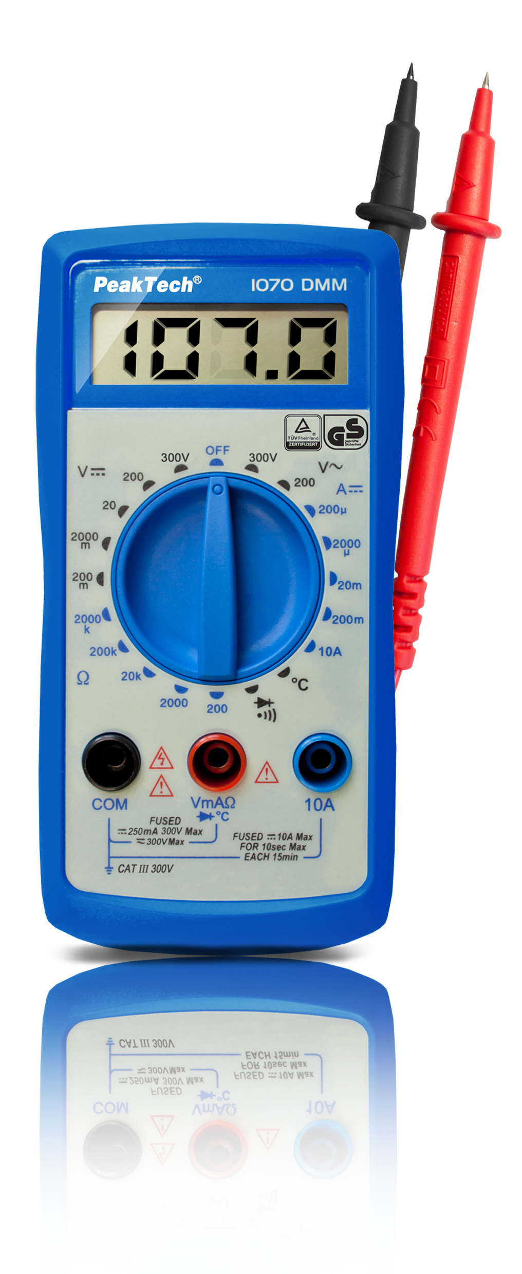 «PeakTech® P 1070» 300V AC/DC Digitalmultimeter ~ 2000 stellige LCD