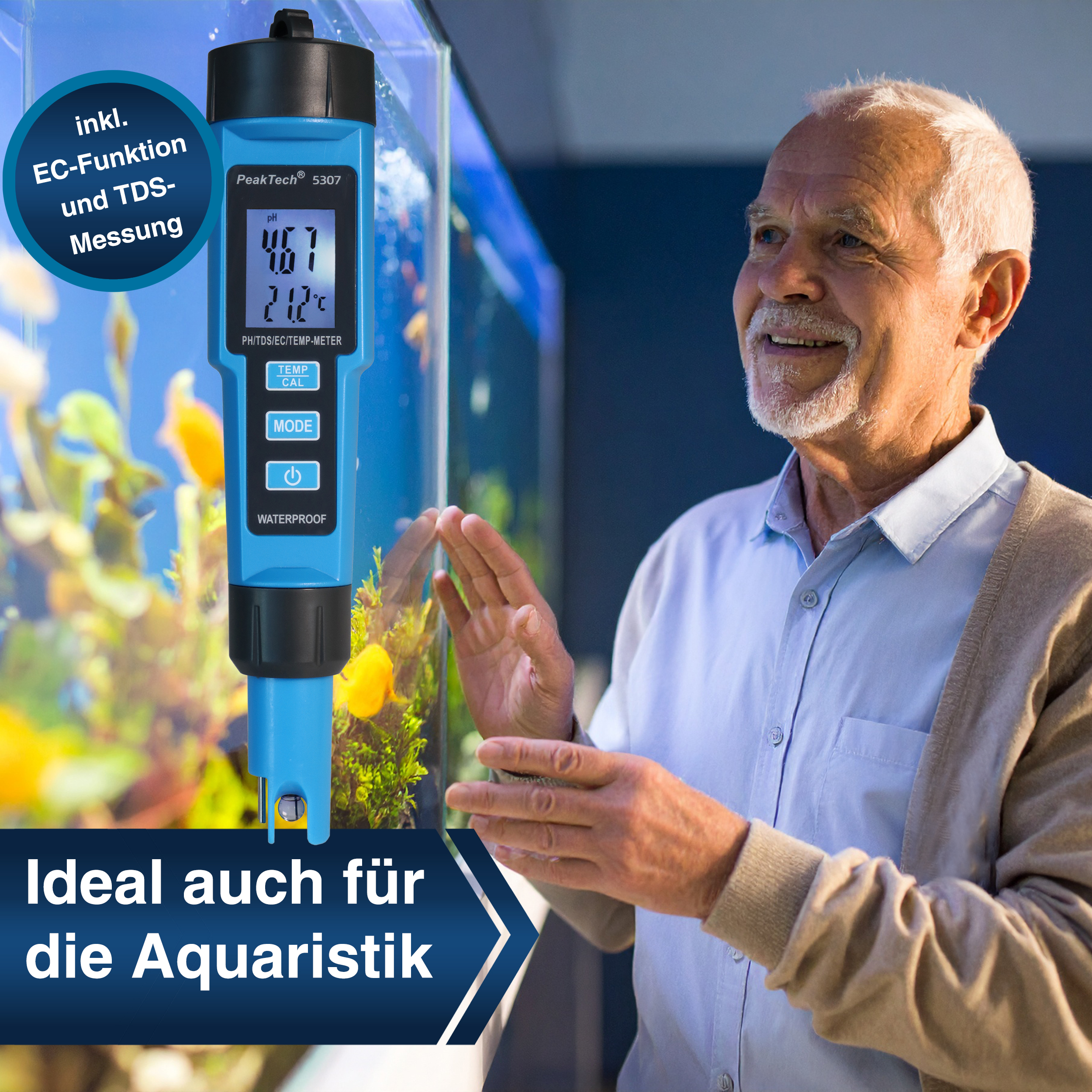 «PeakTech® P 5307» Medidor de PH 4 en 1 PH/EC/TDS/TEMP