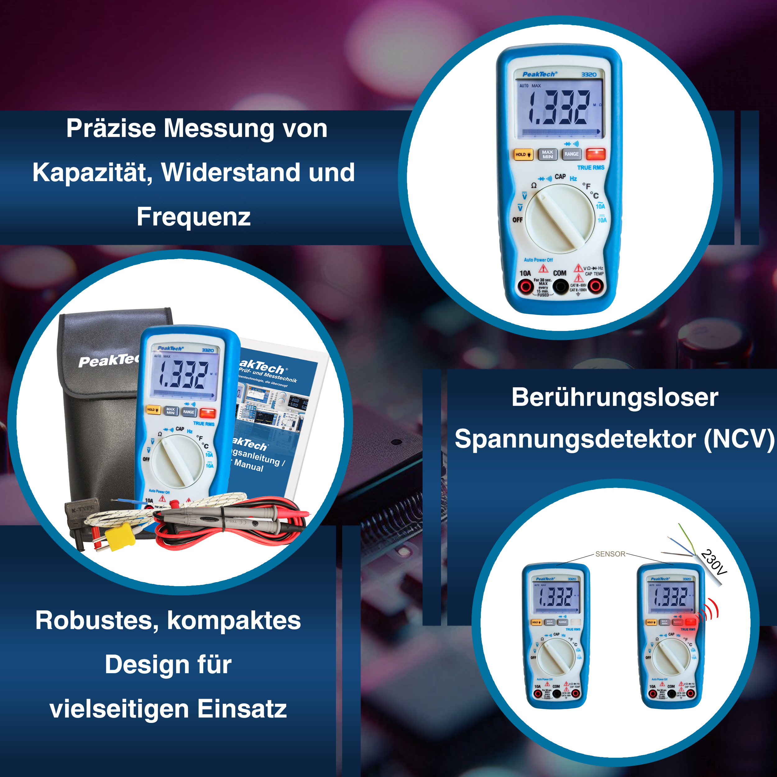 «PeakTech® P 3320» Multimetro digitale, 6.000 conteggi, TrueRMS