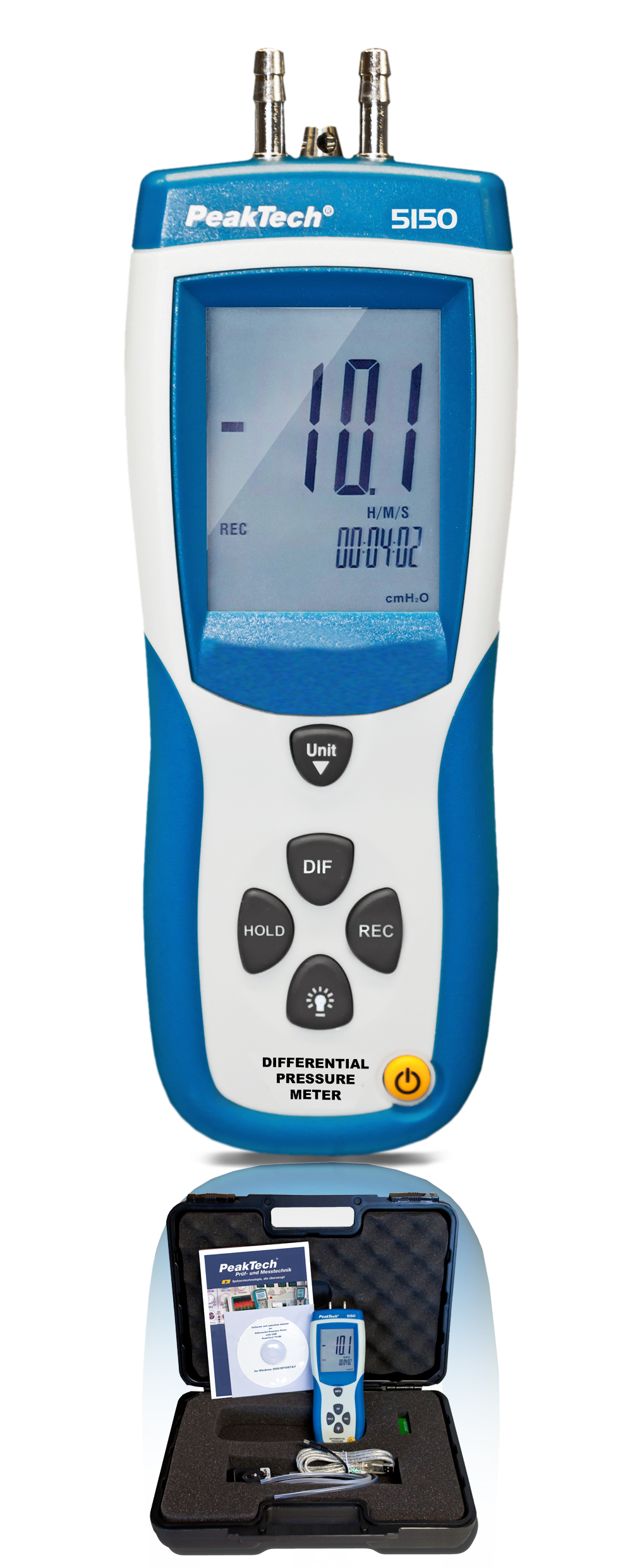 «PeakTech® P 5150» Differential Pressure Meter with USB