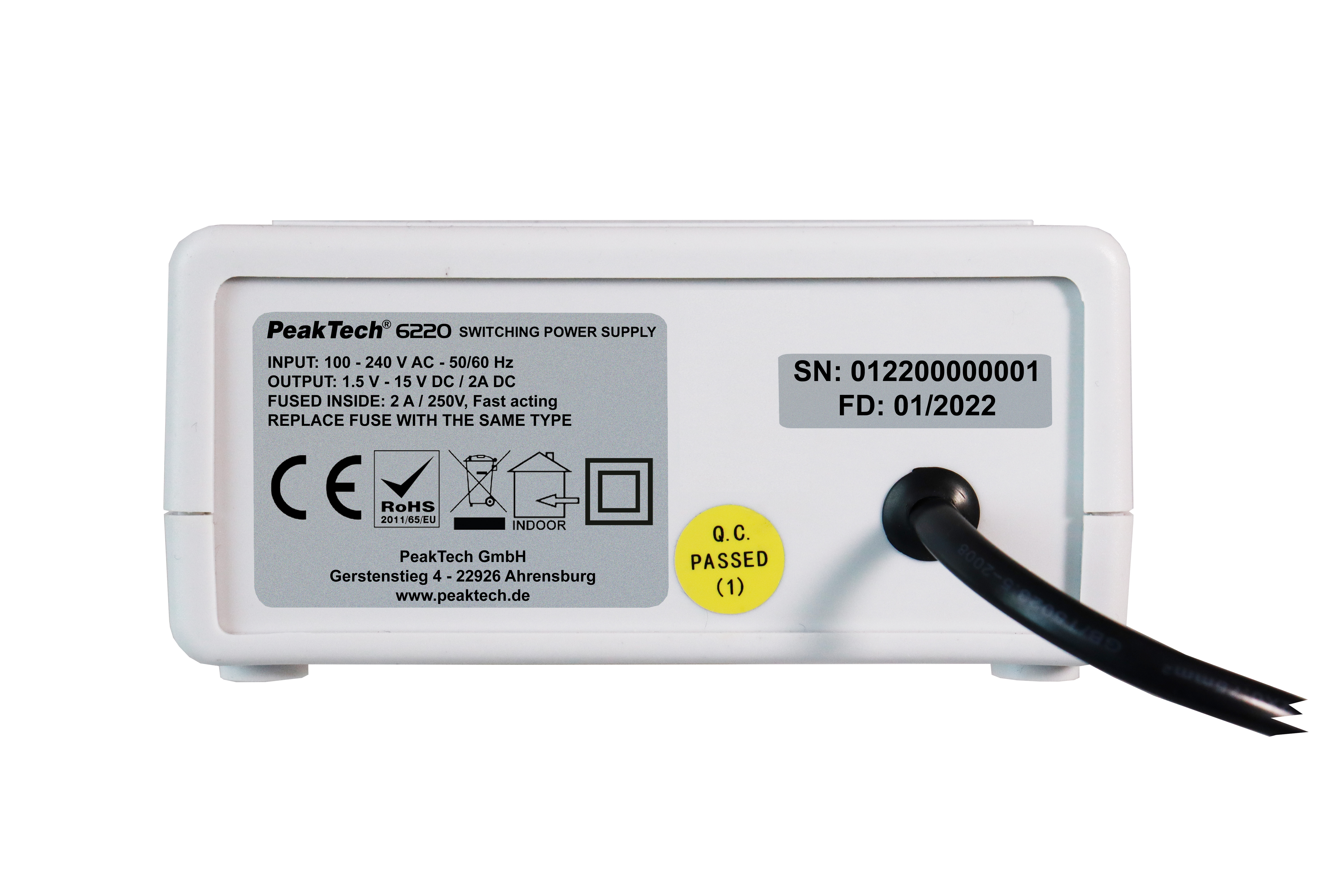 «PeakTech® P 6220» Mini power supply, 1,5 - 15 V / 2 A DC