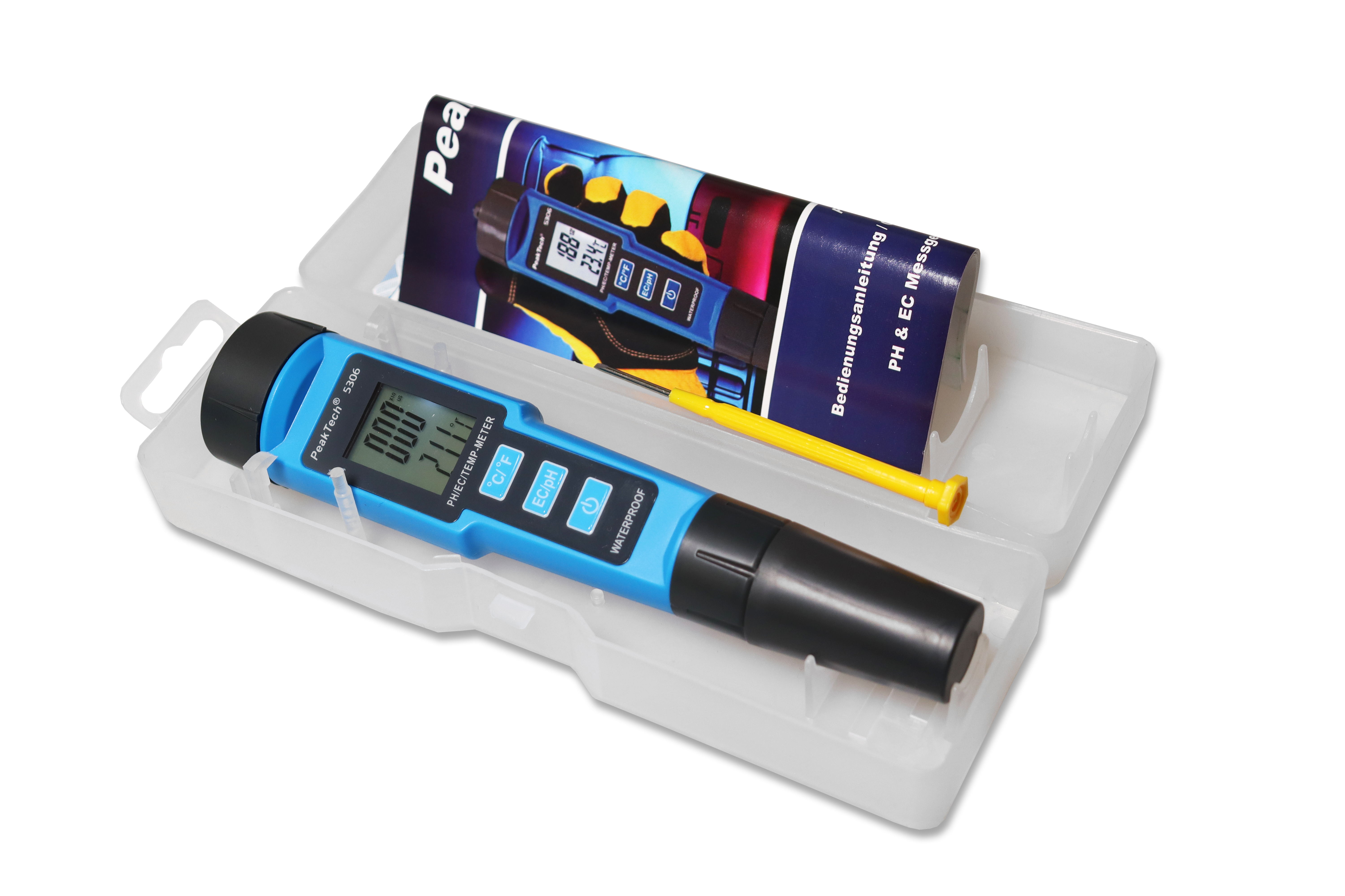 «PeakTech® P 5306» 3 in 1 PH-Meter in Stiftform für PH/EC/TEMP