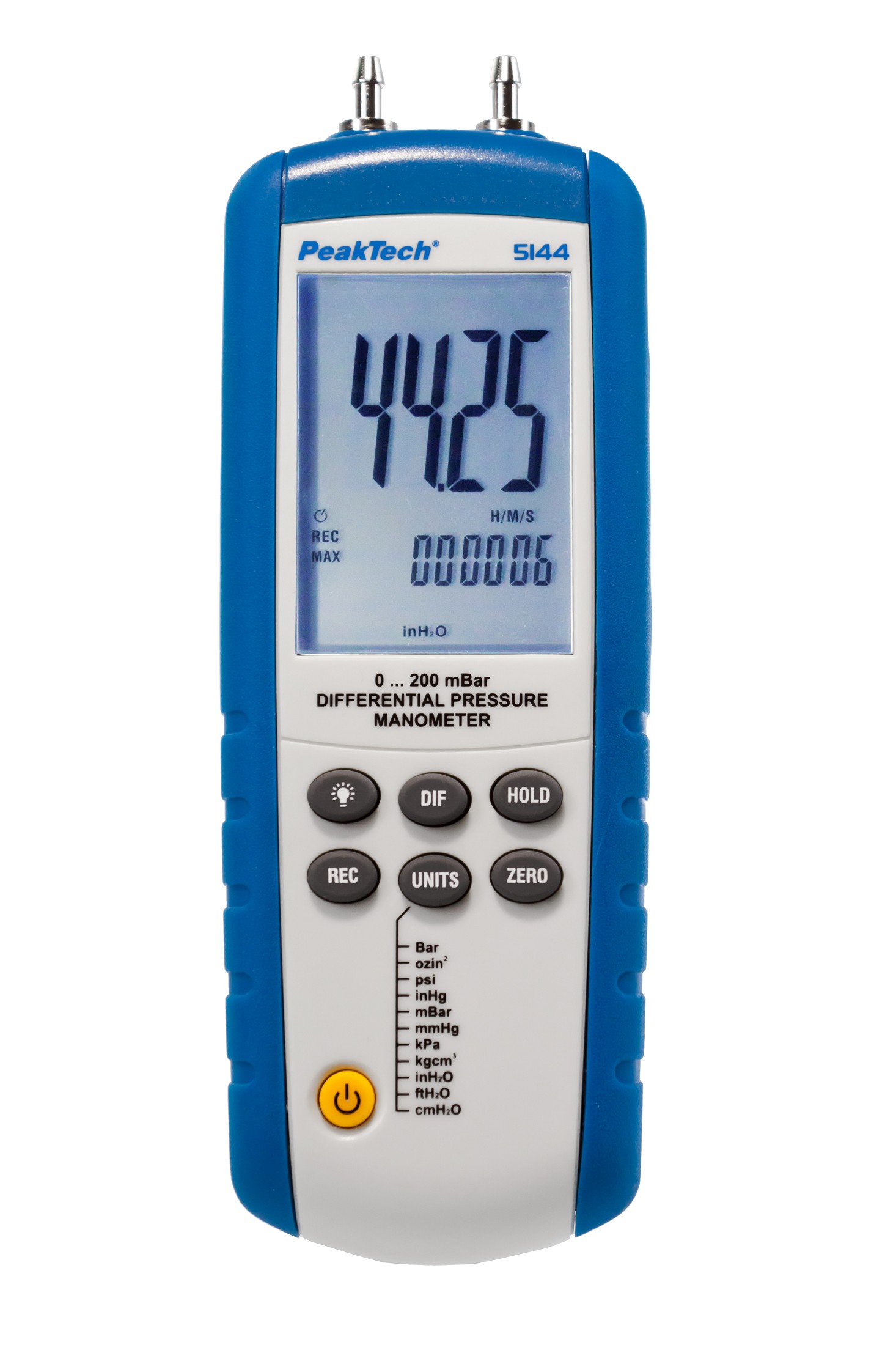 «PeakTech® P 5144» Differenzdruck-Messgerät 0 ... 200 mBar mit USB