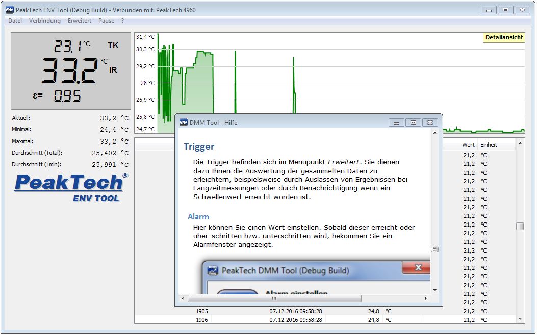 «PeakTech® P 4960» Termometro a infrarossi; -50 ... +1200°C, USB