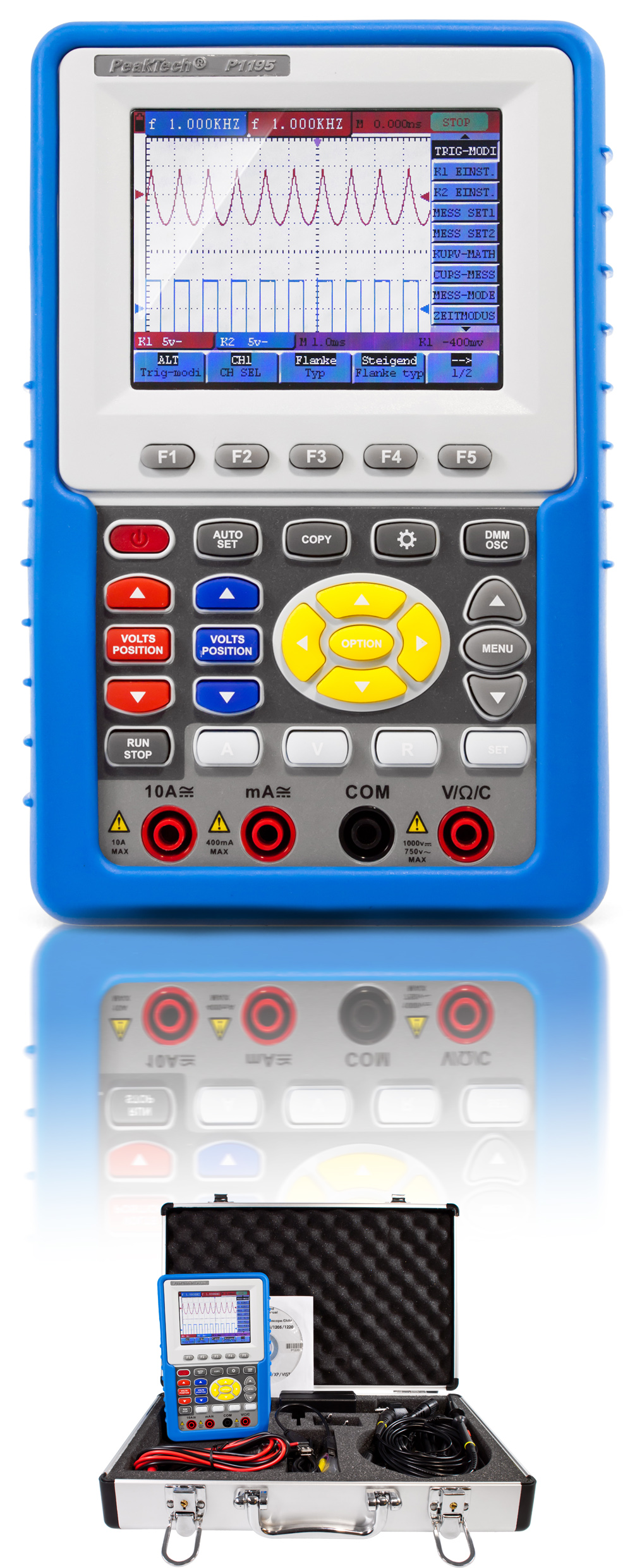 «PeakTech® P 1195» 100 MHz / 2 CH, 1 GS/s handheld oscilloscope