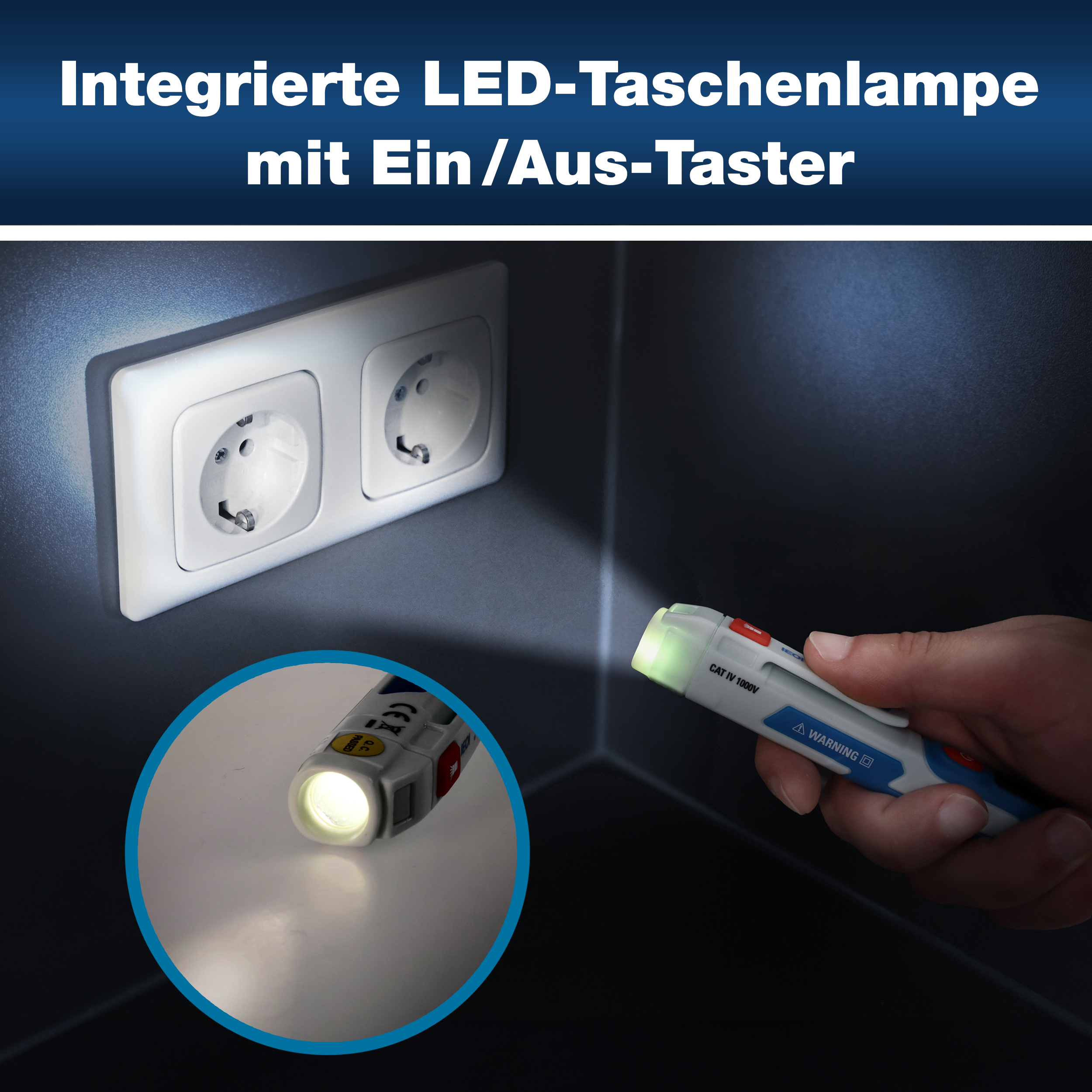 «PeakTech® P 1031» AC-Spannungsprüfer 50 - 1000 V AC mit Vibration