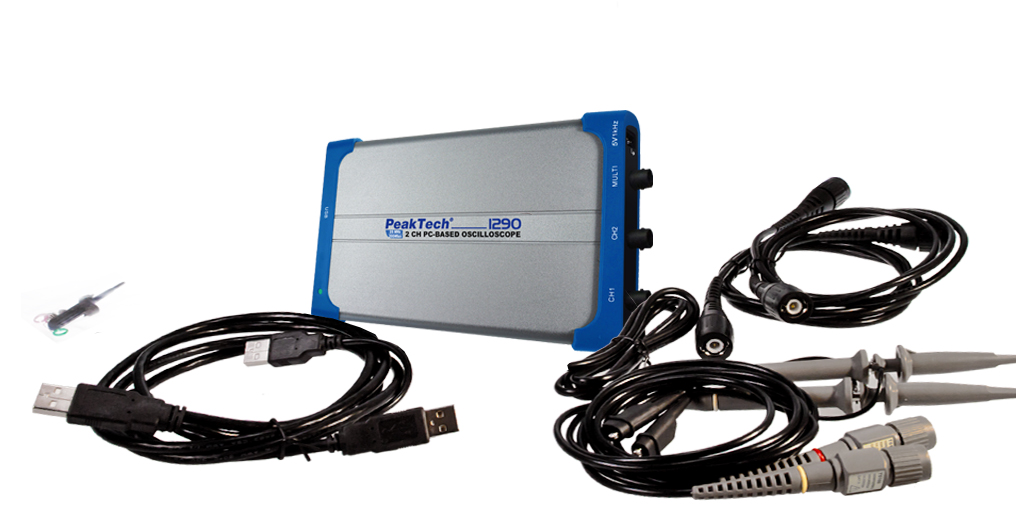 «PeakTech® P 1290» 20 MHz / 1 CH, 100 MS/s PC oscilloscope with USB