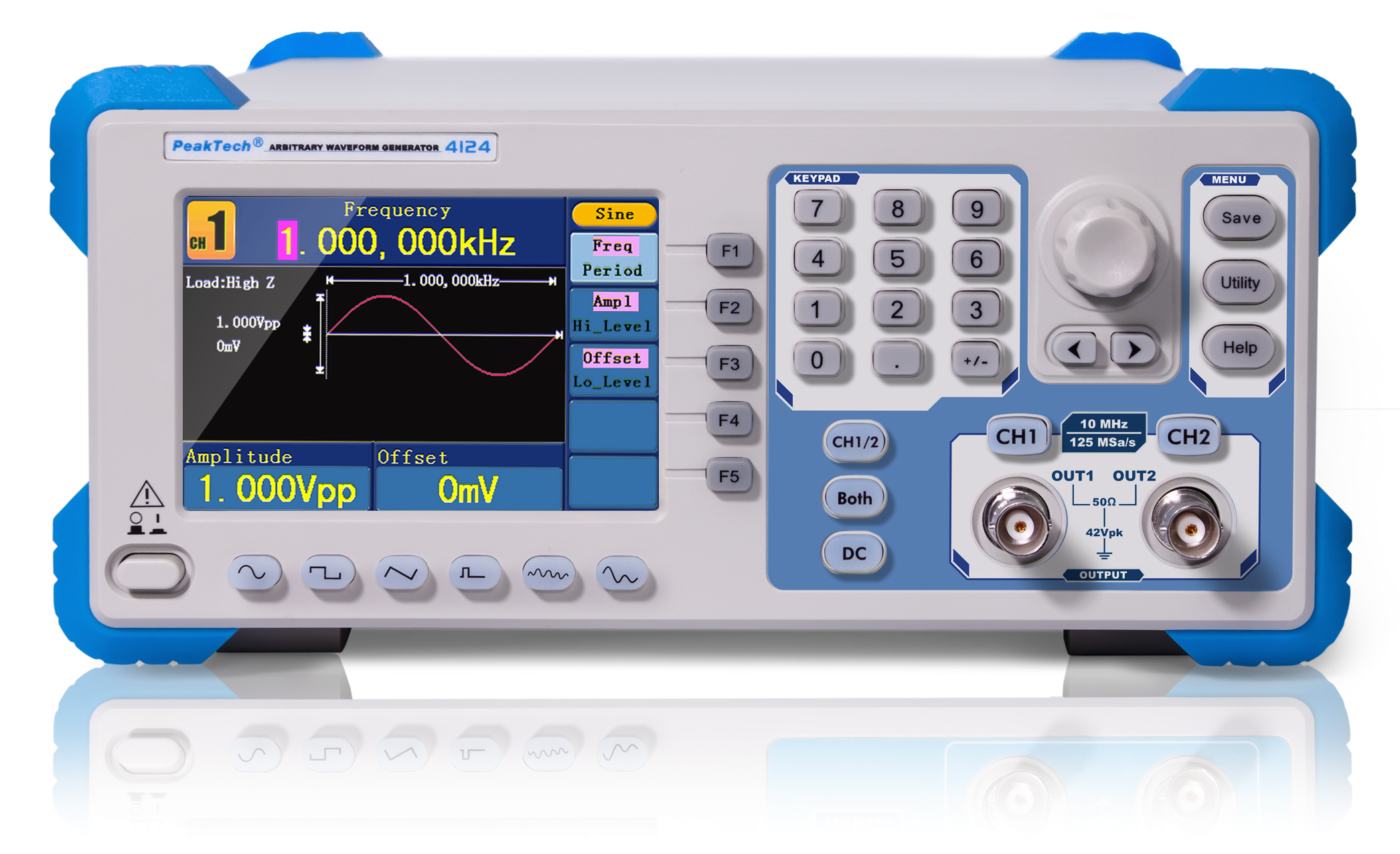 «PeakTech® P 4124» Generador Arbitrario de Funciones 2 Ch 1µHz-10MHz