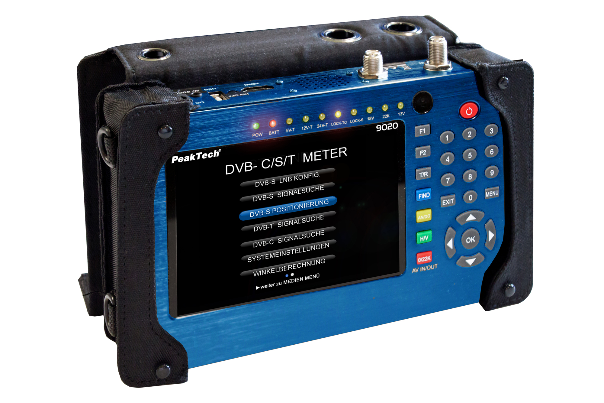 «PeakTech® P 9020» DVB-C/S2/T2 Meter with 5"; Display and H.264 Codec