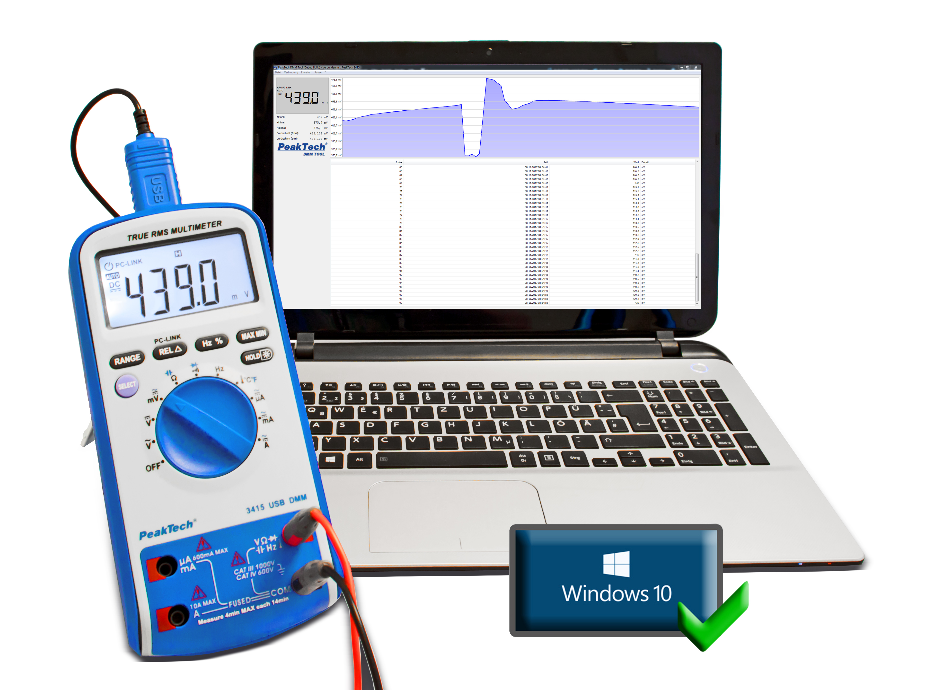 «PeakTech® P 3415» Digitalmultimeter, 6.000 Counts, TrueRMS & USB