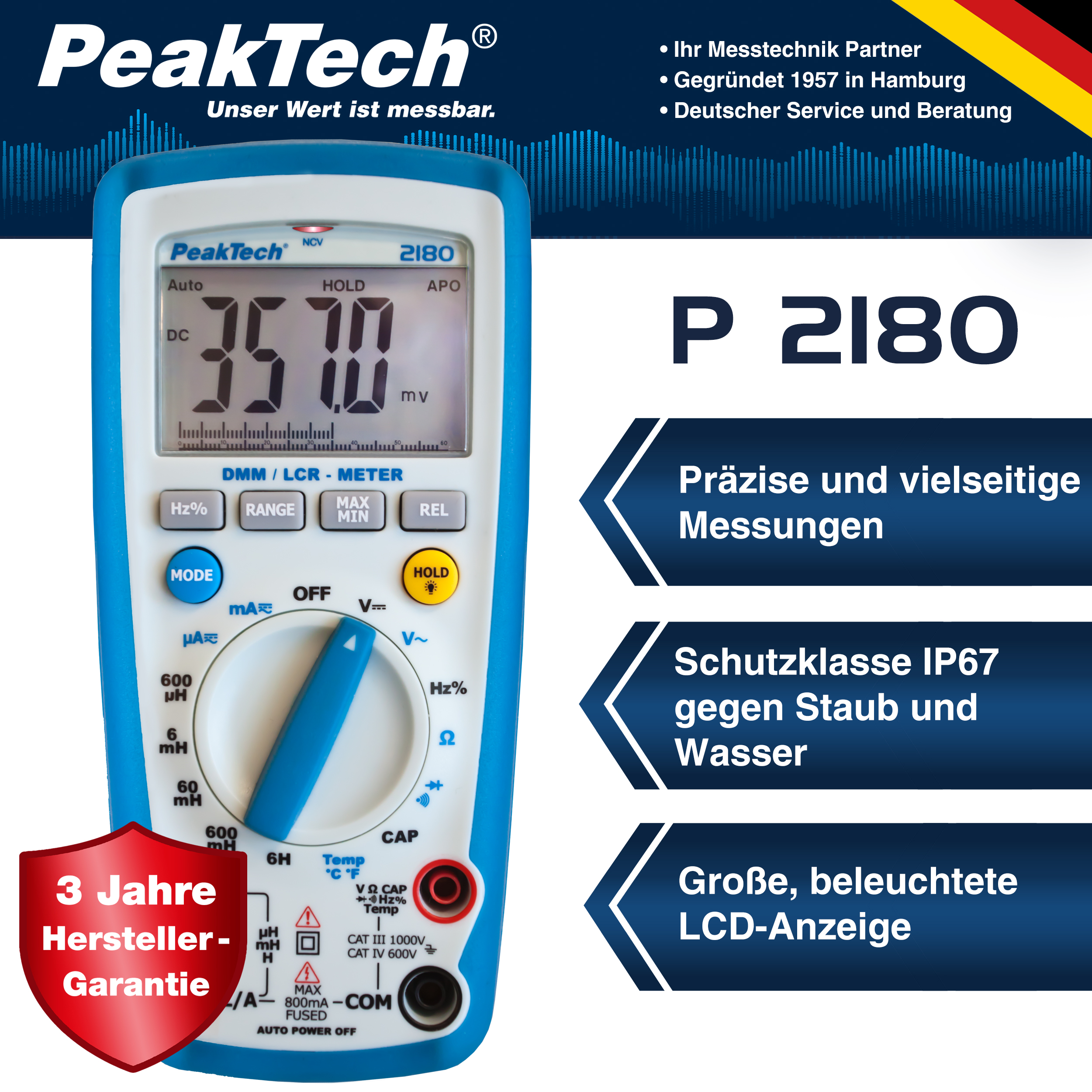 «PeakTech® P 2180» Multimetro con misuratore LCR, 6.000 conteggi
