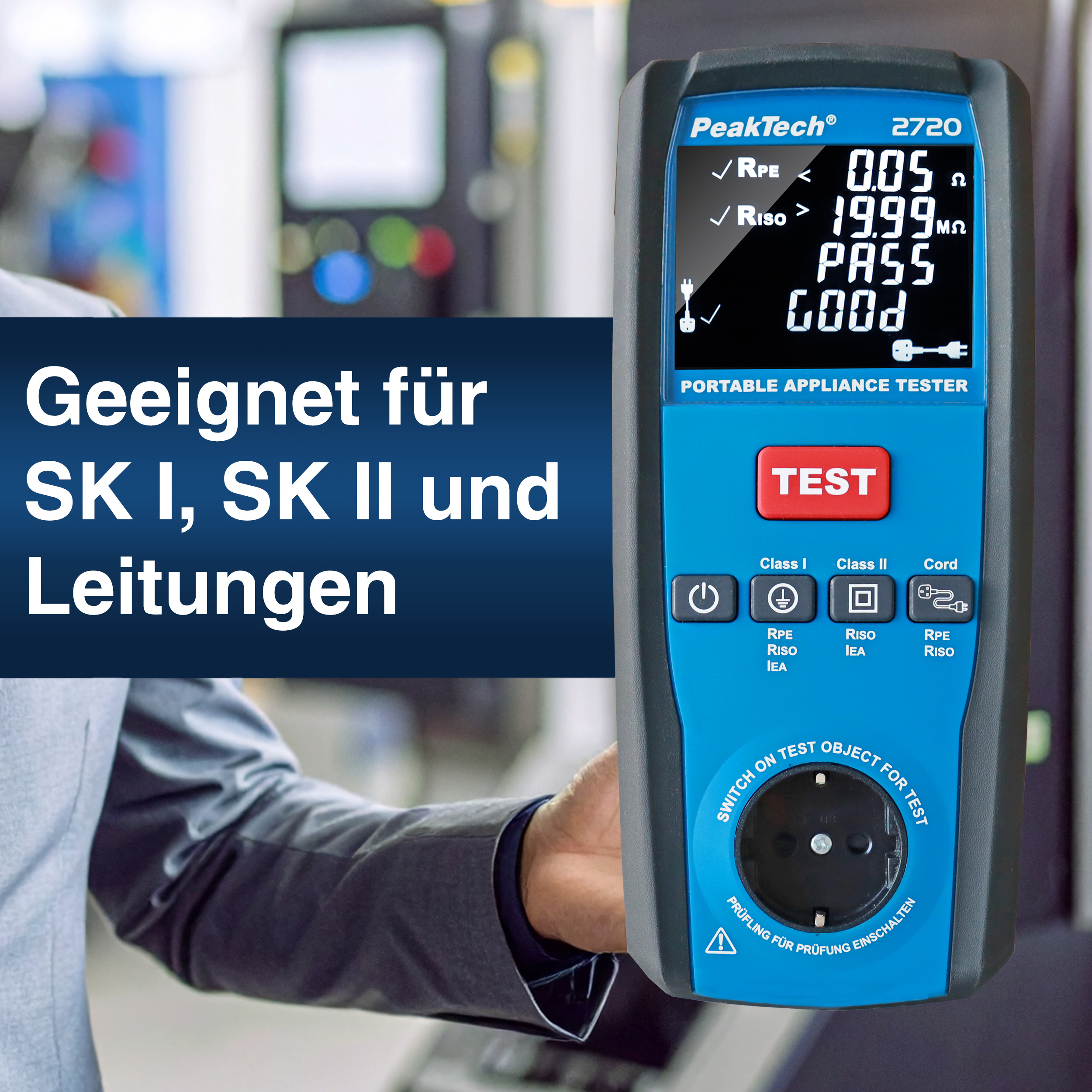 «PeakTech® P 2720» PAT-Tester für ortsveränderliche Geräte 