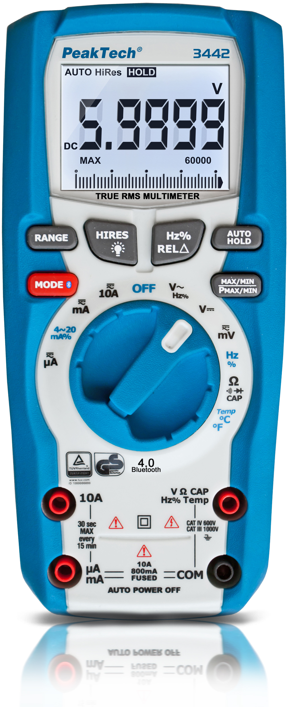 «PeakTech® P 3442» TrueRMS digital multimeter ~ 60.000 Counts ~ 1000V AC/DC, Bluetooth