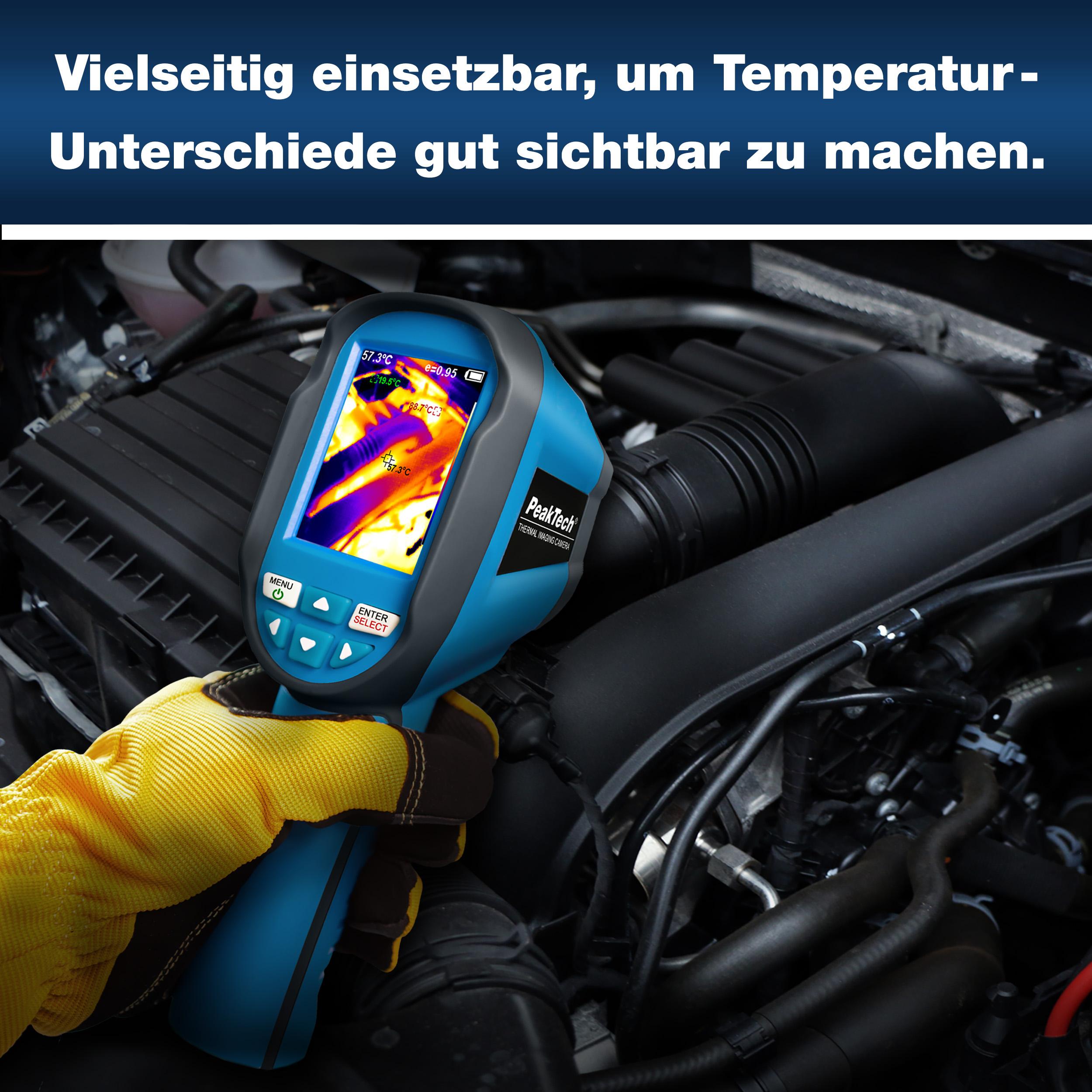 «PeakTech® P 5605 A» Caméra thermique 120 x 90 px. -20°C ... +550°C avec photos et vidéo