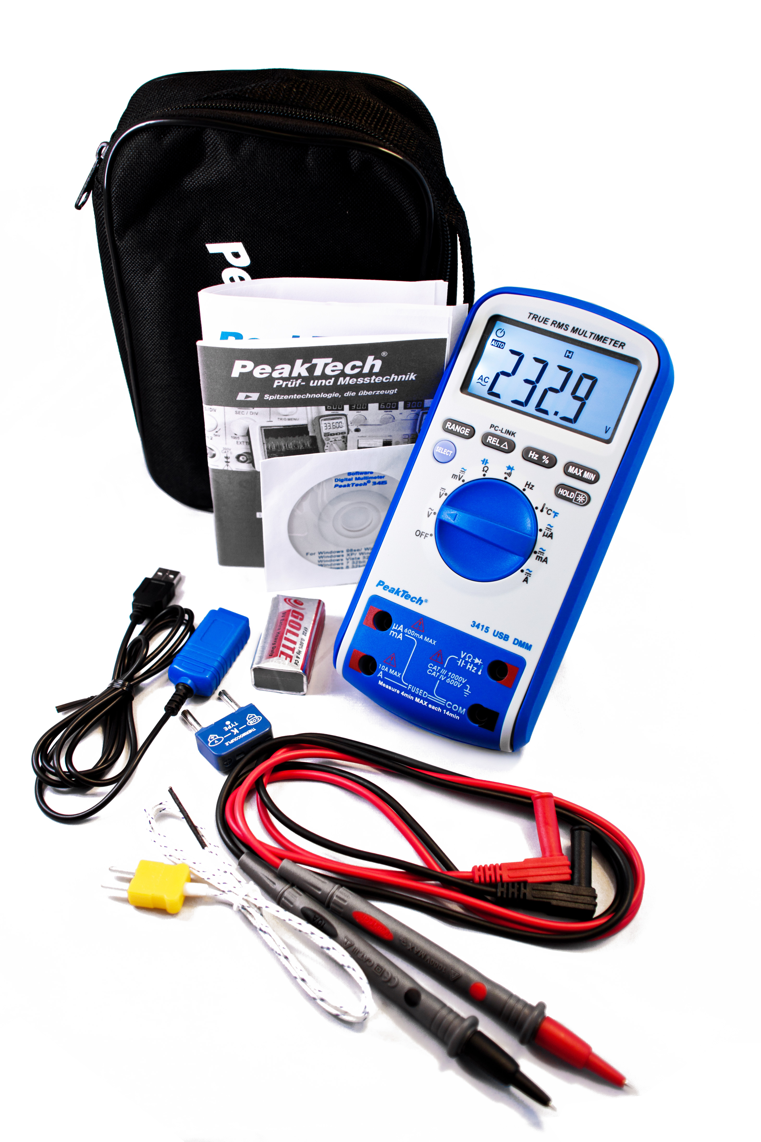 «PeakTech® P 3415» Digitalmultimeter, 6.000 Counts, TrueRMS & USB