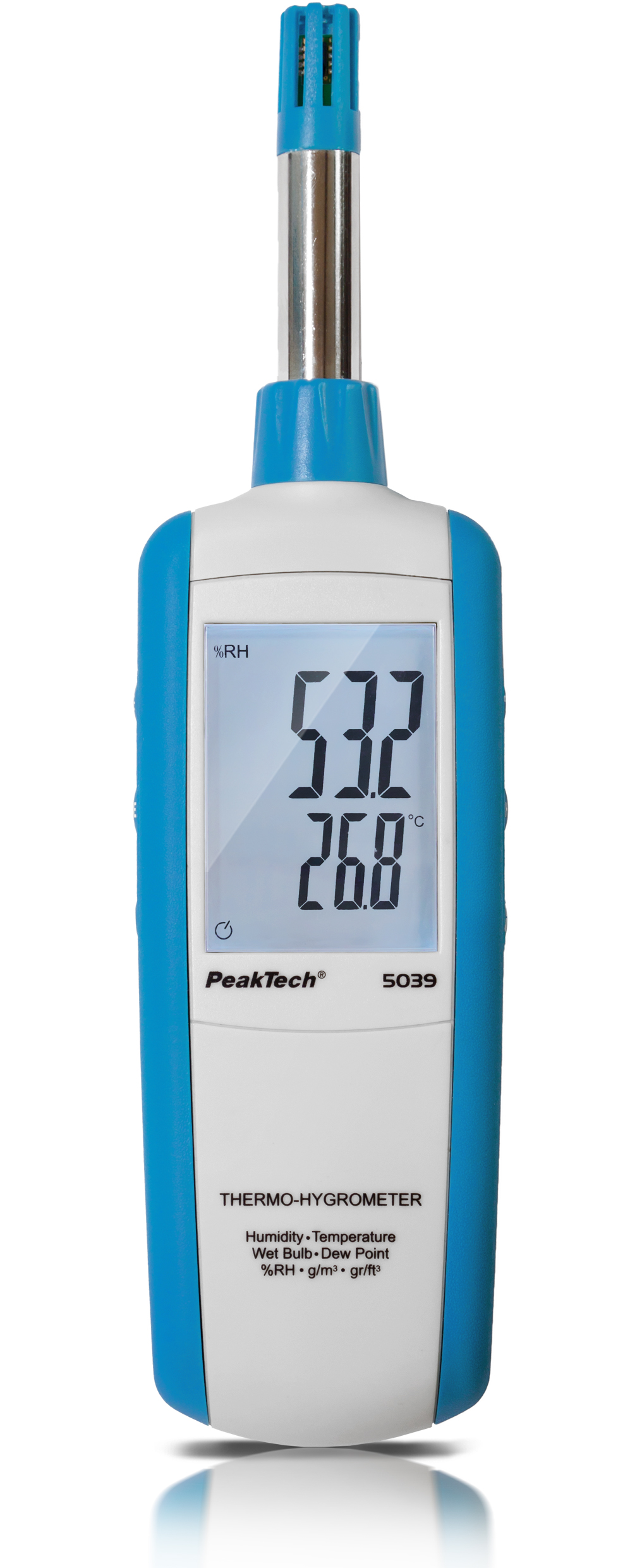 «PeakTech® P 5039» Termo-higrómetro, punto de rocío, bulbo húmedo