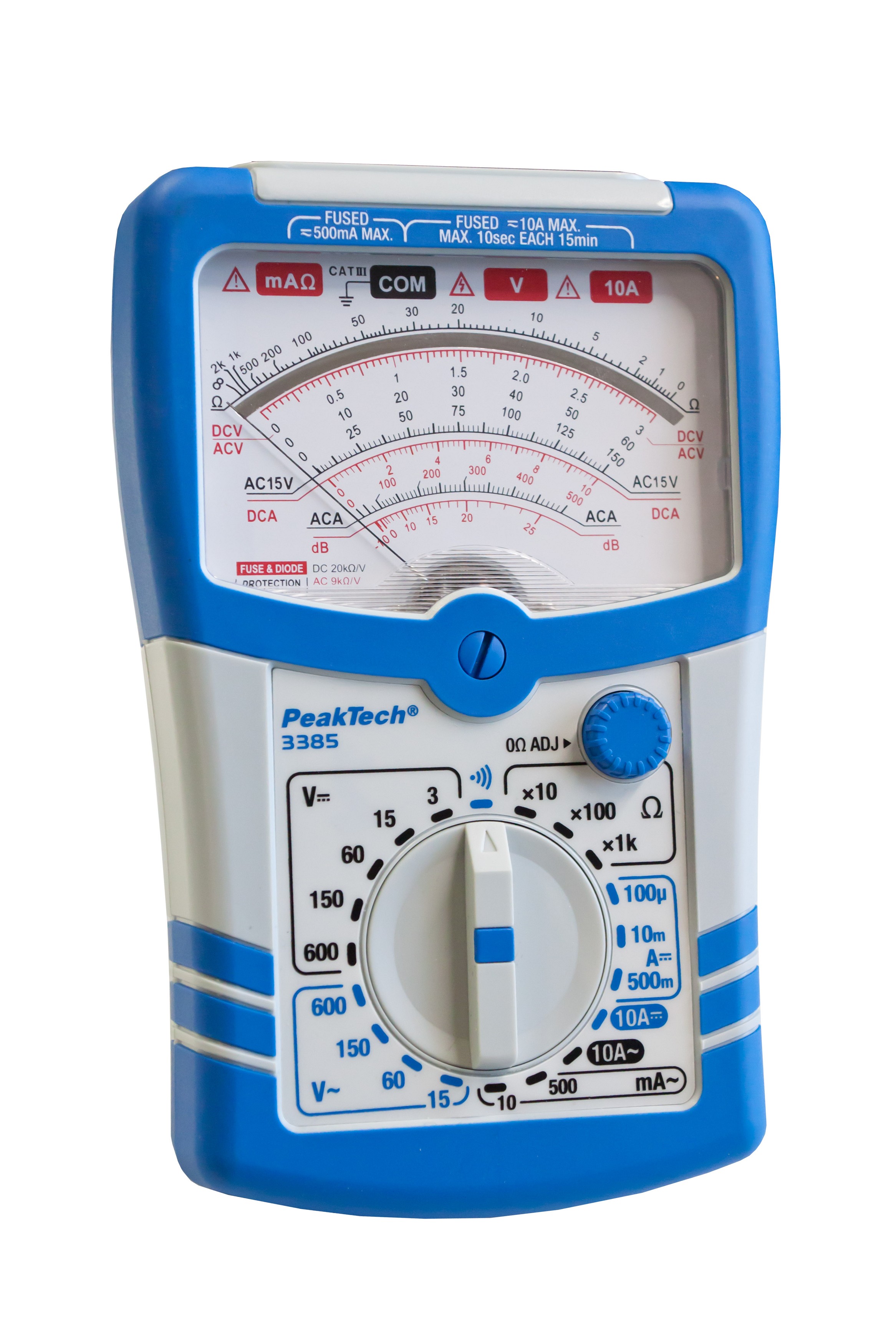 «PeakTech® P 3385» Analog multimeter, 600V AC/DC, 10A AC/DC, CAT III «PeakTech® P 3385» Analog multimeter, 600V AC/DC, 10A AC/DC, CAT III