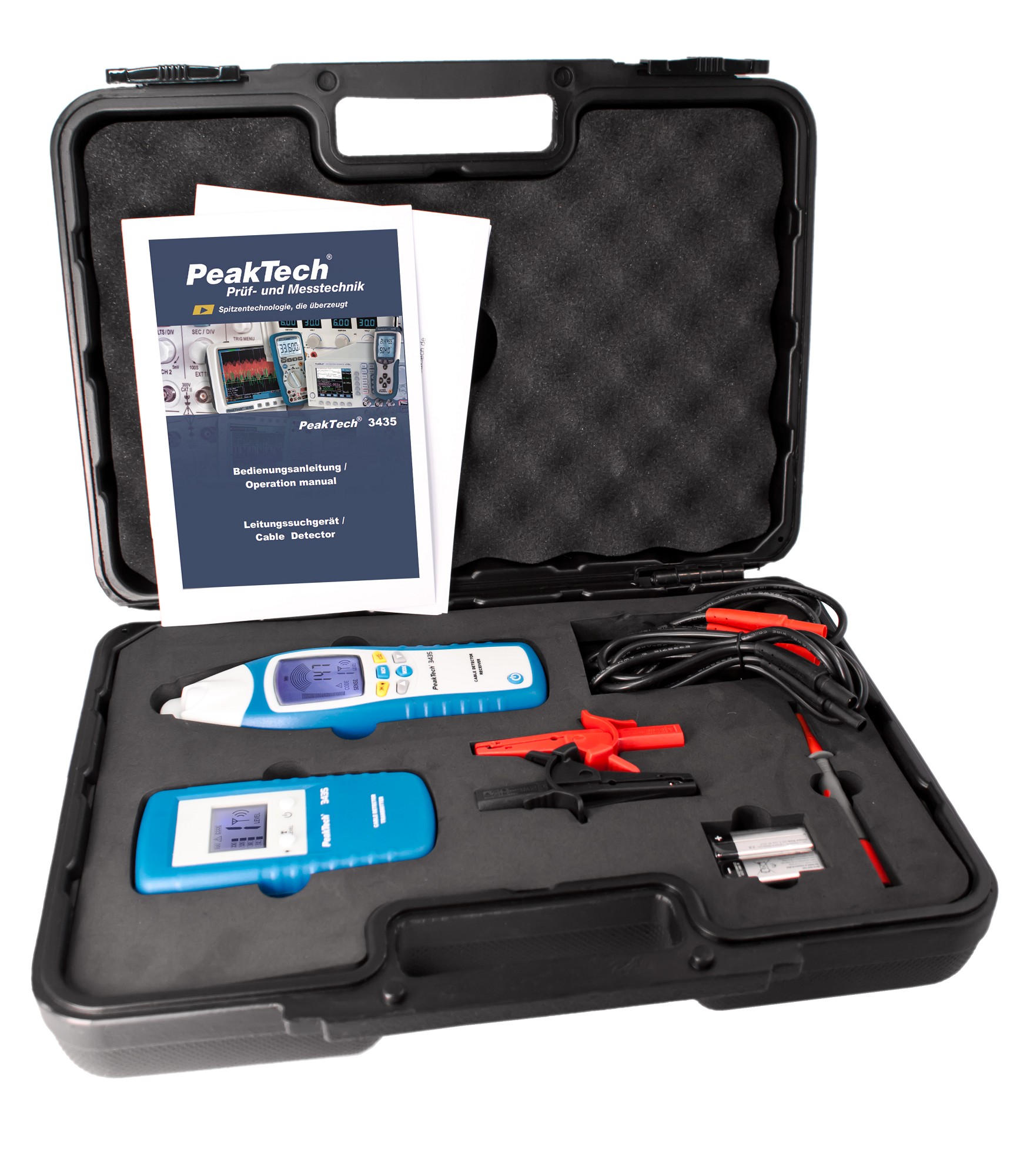 «PeakTech® P 3435» Rilevatore di cavi set, trasmettitore e ricevitore