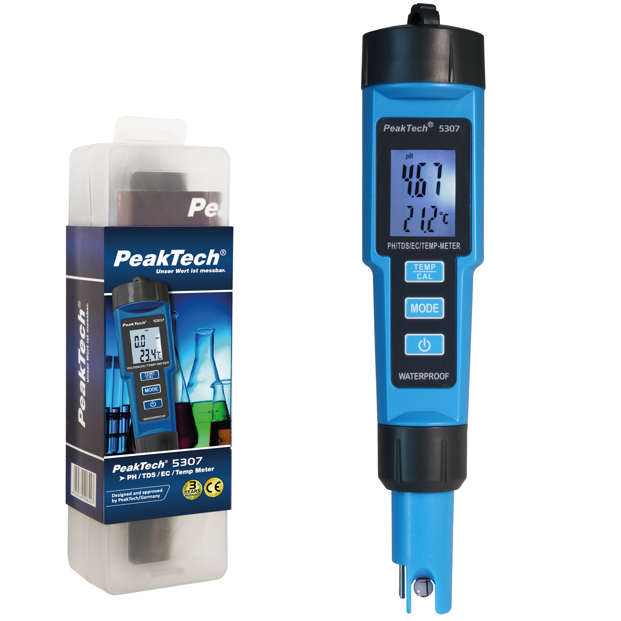 «PeakTech® P 5307» Medidor de PH 4 en 1 PH/EC/TDS/TEMP