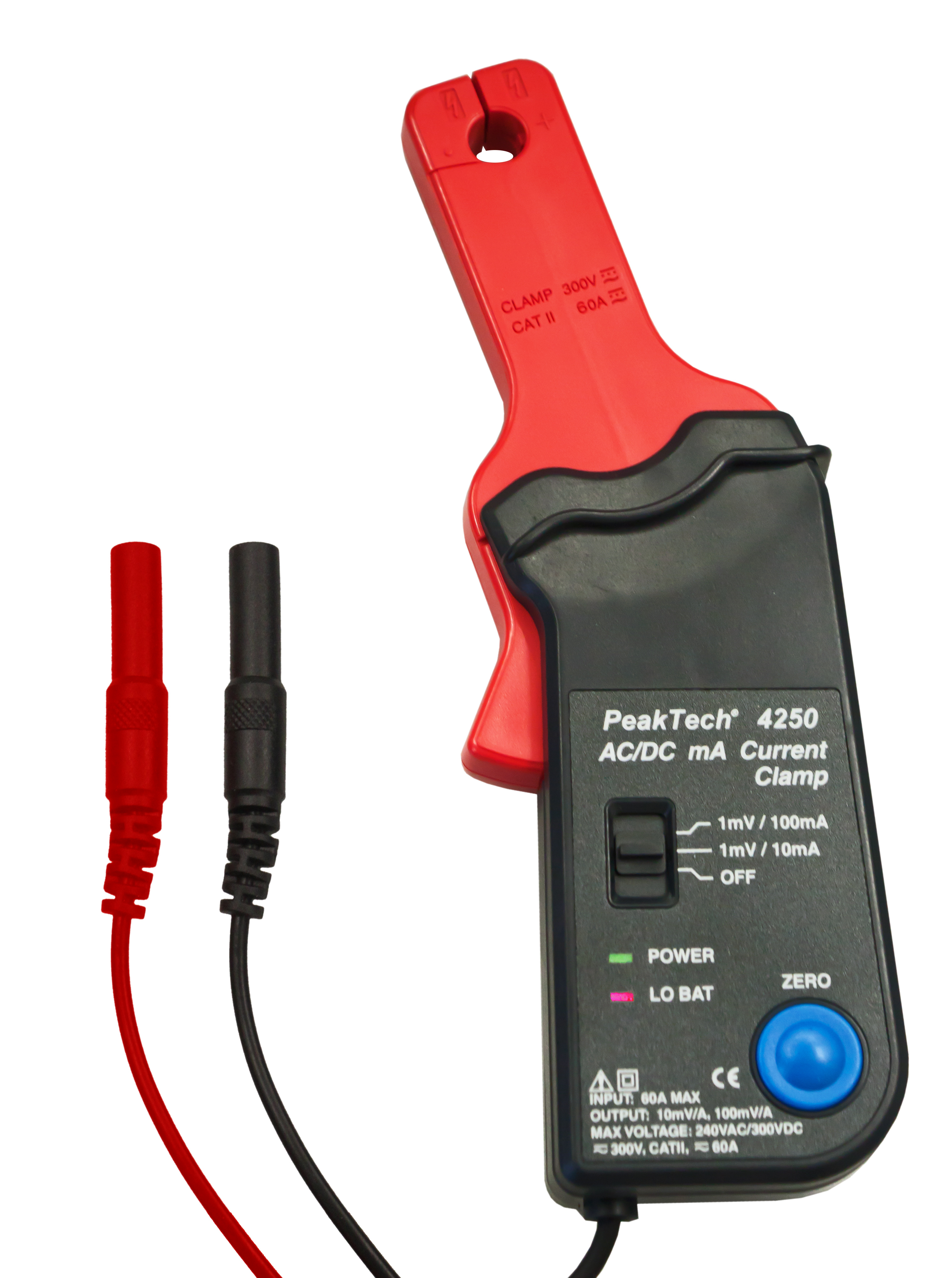 «PeakTech® P 4250» Current Clamp Adapter 60 A AC/DC, with 4mm Plugs
