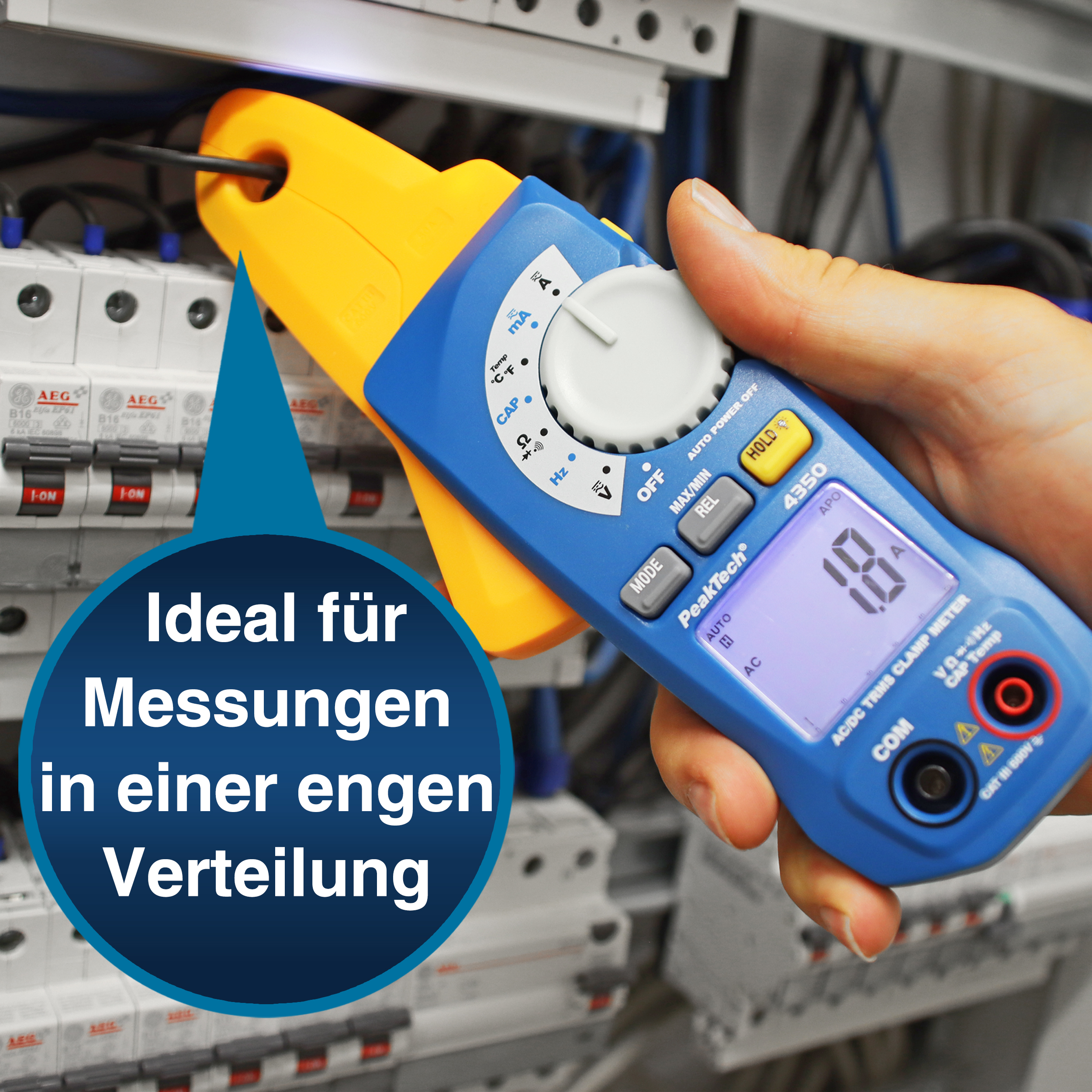 «PeakTech® P 4350» TRMS Current Clamp Meter, 4.000 Counts, 80 A AC/DC