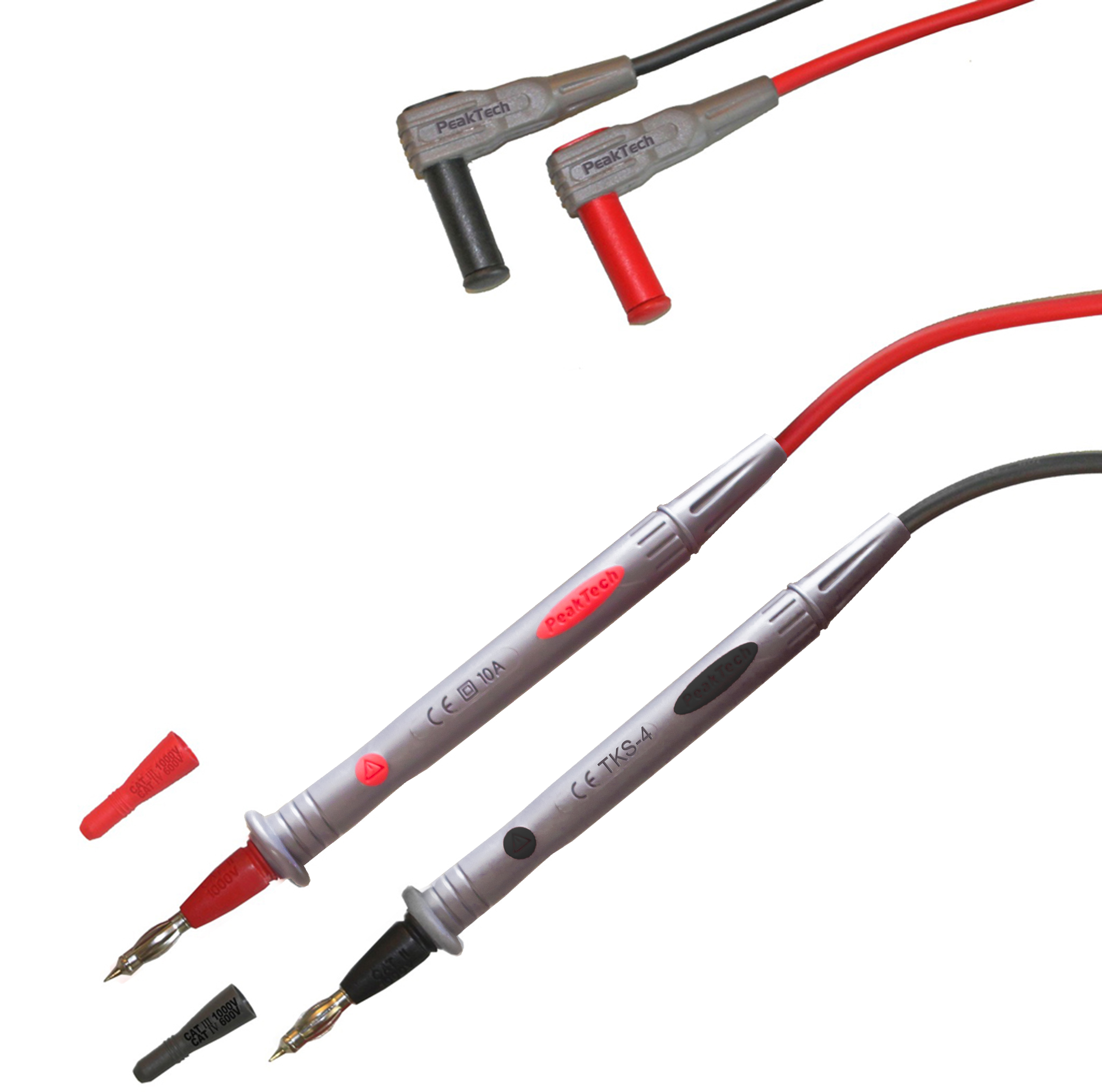«PeakTech® TKS-4» Test Leads with 4 mm spring-contact probe tip
