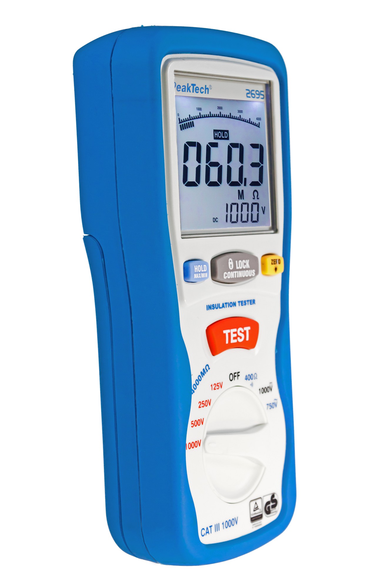 «PeakTech® P 2695» Tester di isolamento 125/250/500/1000V /4000MΩ