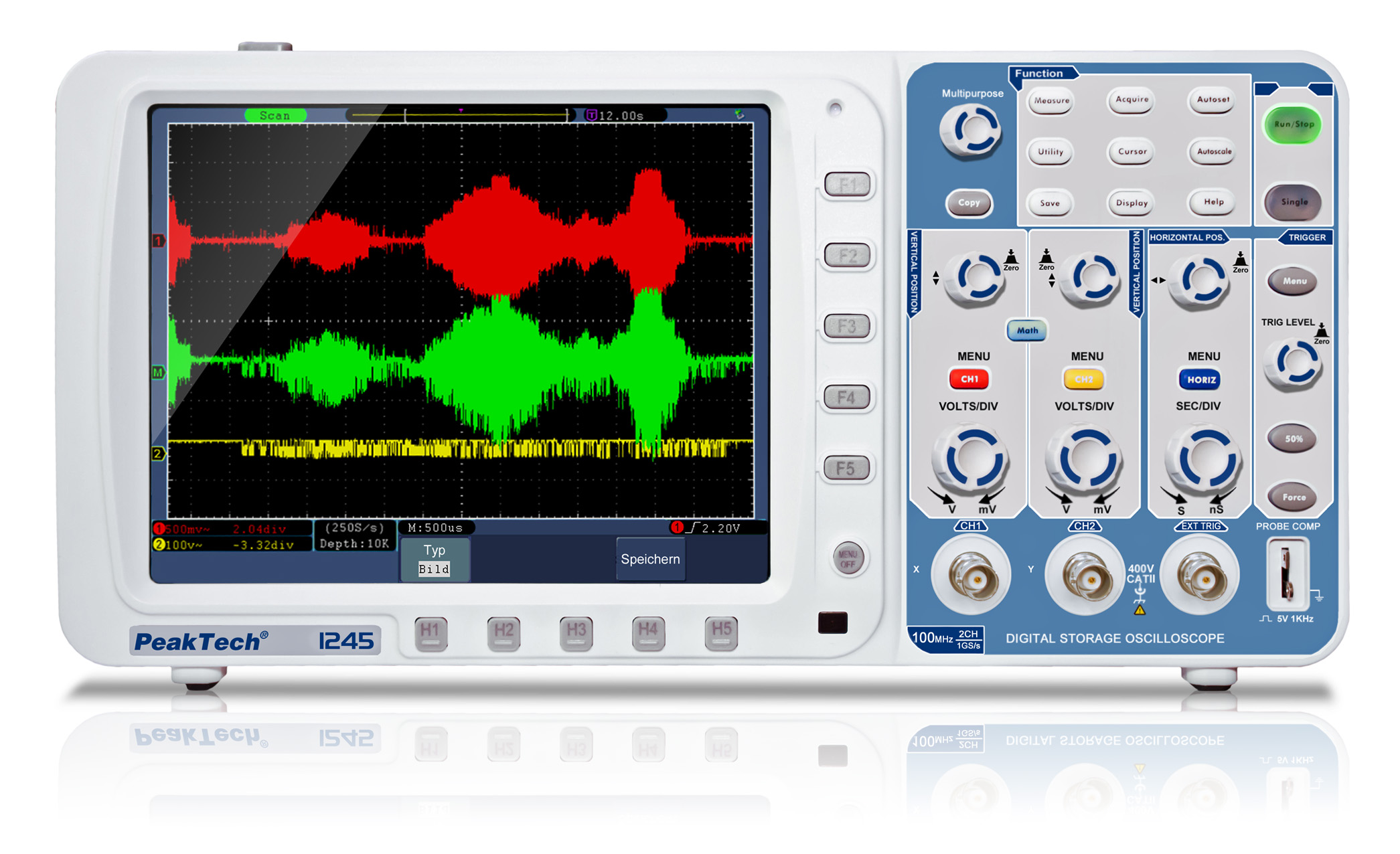 «PeakTech® P 1245» 100 MHz / 2 CH, 1 GS/s Digitalspeicheroszilloskop